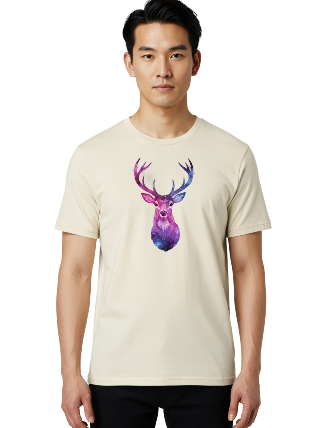 Galaxy-Deer-Head Men'S Graphic Tee, 100% Cotton, Comfortable Casual Summer Wear, Machine Washable, Vintage Camera, Old Camera, Antique Camera, Black Camera, Classic Photography, Photography Equipment, Nostalgic Device, Film Camera, Camera Art Bao448