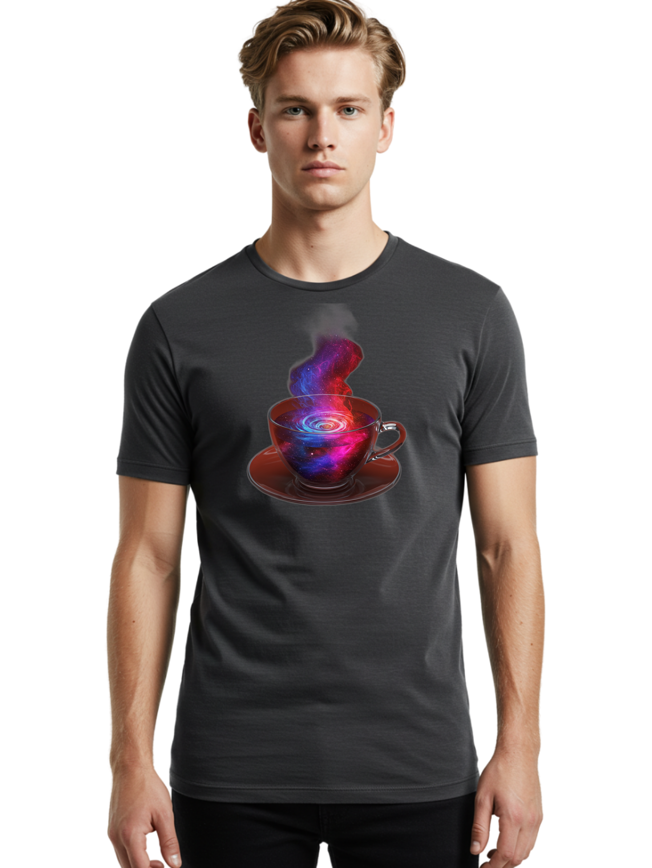 Galaxy-Tea-Cup Men'S Graphic Tee, 100% Cotton, Comfortable Casual Summer Wear, Machine Washable, Vintage Camera, Old Camera, Antique Camera, Black Camera, Classic Photography, Photography Equipment, Nostalgic Device, Film Camera, Camera Art Bao449