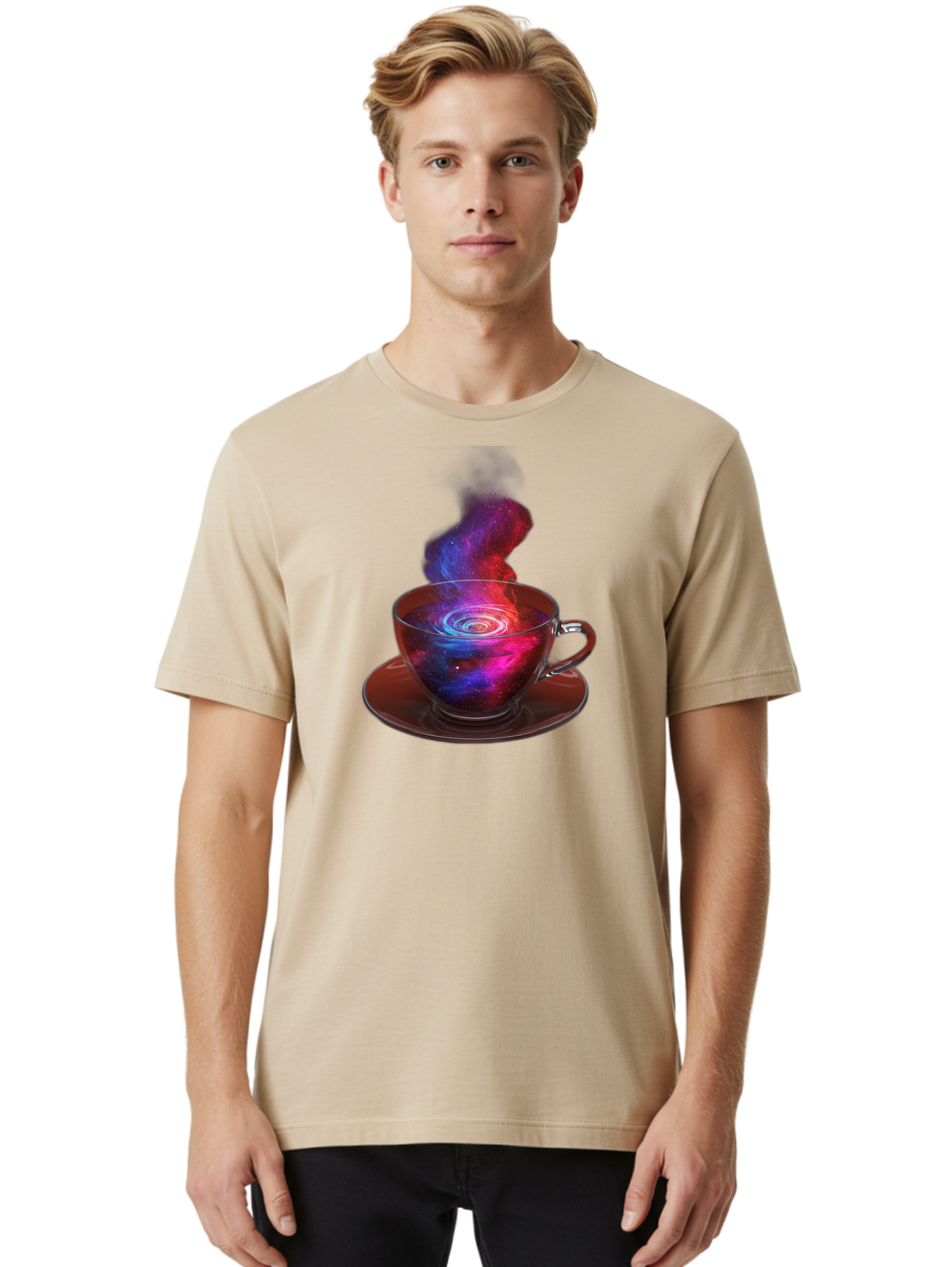 Galaxy-Tea-Cup Men'S Graphic Tee, 100% Cotton, Comfortable Casual Summer Wear, Machine Washable, Vintage Camera, Old Camera, Antique Camera, Black Camera, Classic Photography, Photography Equipment, Nostalgic Device, Film Camera, Camera Art Bao449