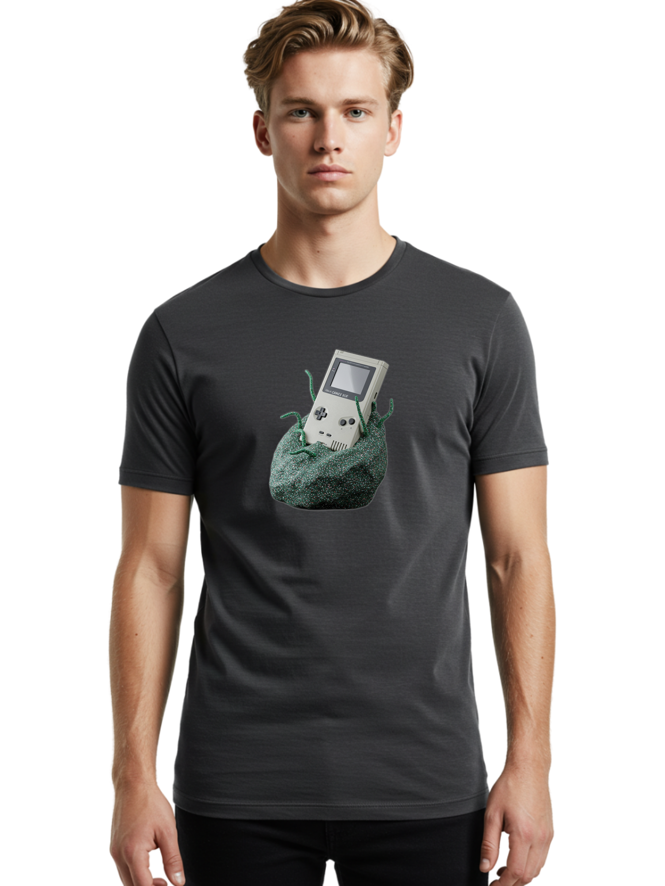 Gameboy-1 Men'S Graphic Tee, 100% Cotton, Comfortable Casual Summer Wear, Machine Washable, Vintage Camera, Old Camera, Antique Camera, Black Camera, Classic Photography, Photography Equipment, Nostalgic Device, Film Camera, Camera Art Bao459