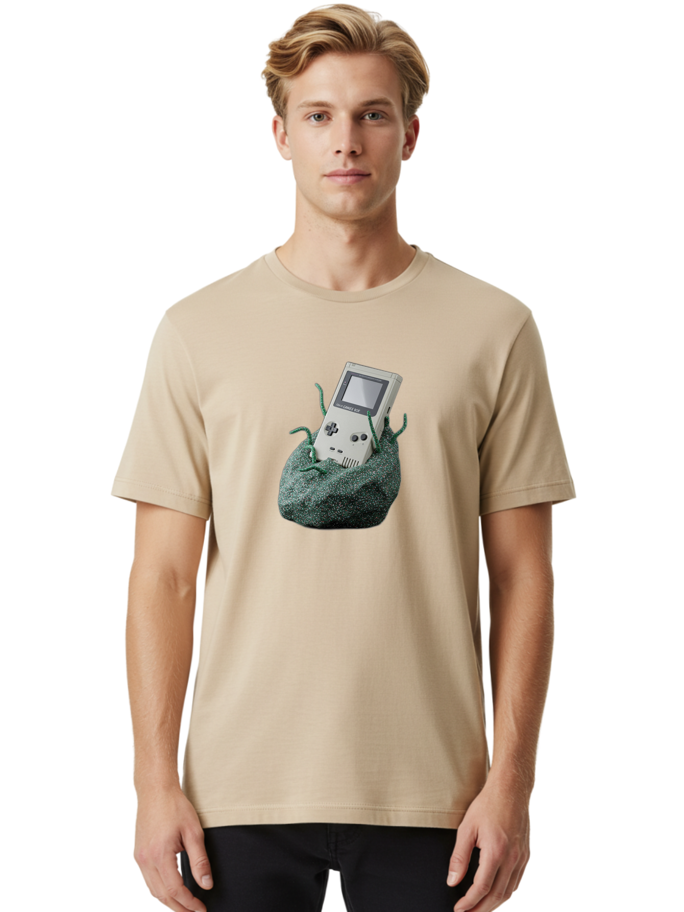 Gameboy-1 Men'S Graphic Tee, 100% Cotton, Comfortable Casual Summer Wear, Machine Washable, Vintage Camera, Old Camera, Antique Camera, Black Camera, Classic Photography, Photography Equipment, Nostalgic Device, Film Camera, Camera Art Bao459