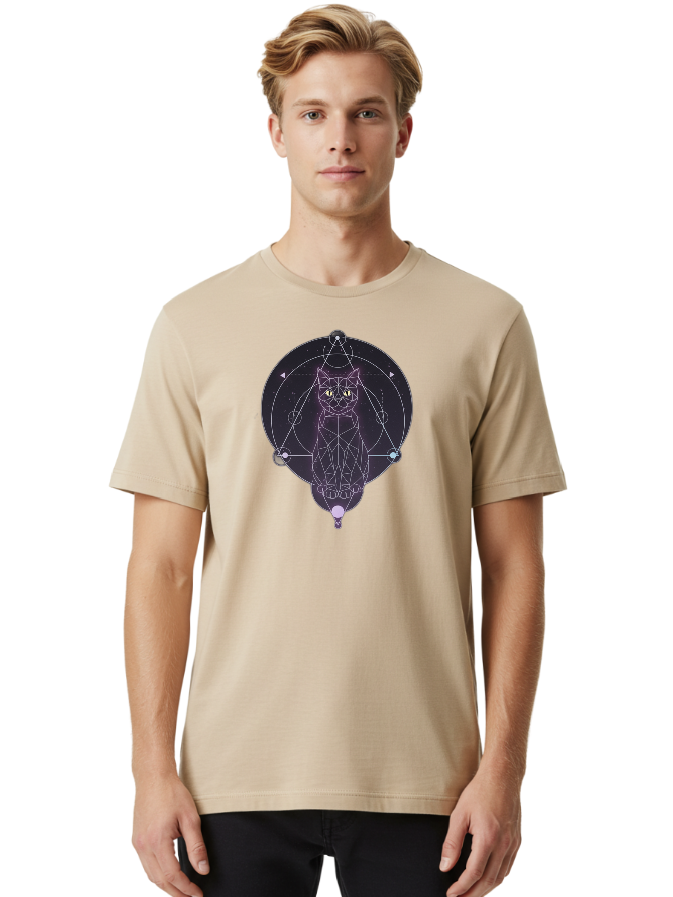Geometric-Cat Men'S Graphic Tee, 100% Cotton, Comfortable Casual Summer Wear, Machine Washable, Vintage Camera, Old Camera, Antique Camera, Black Camera, Classic Photography, Photography Equipment, Nostalgic Device, Film Camera, Camera Art Bao469