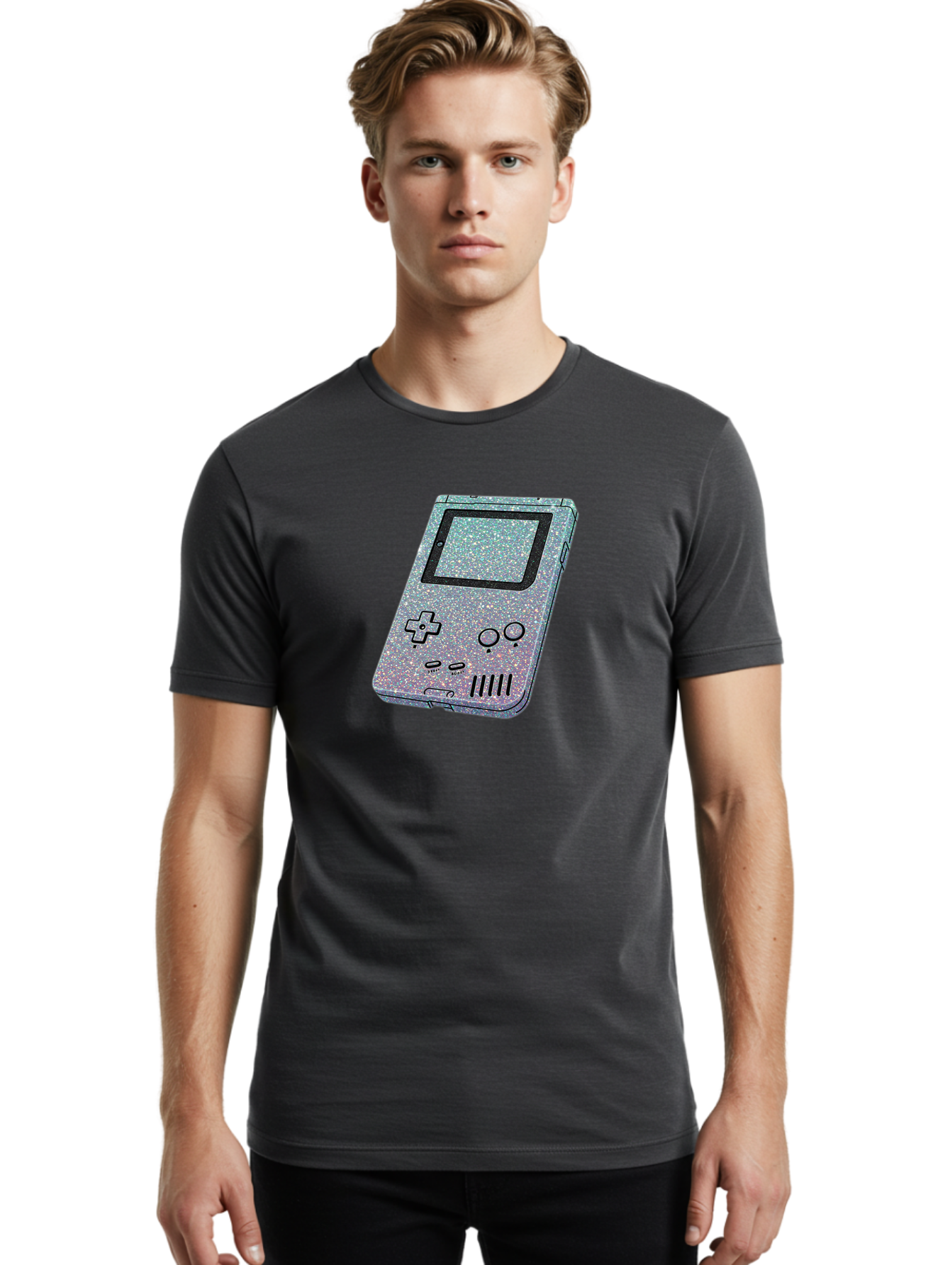 Glitter-Game-Boy Men'S Graphic Tee, 100% Cotton, Comfortable Casual Summer Wear, Machine Washable, Vintage Camera, Old Camera, Antique Camera, Black Camera, Classic Photography, Photography Equipment, Nostalgic Device, Film Camera, Camera Art Bao483