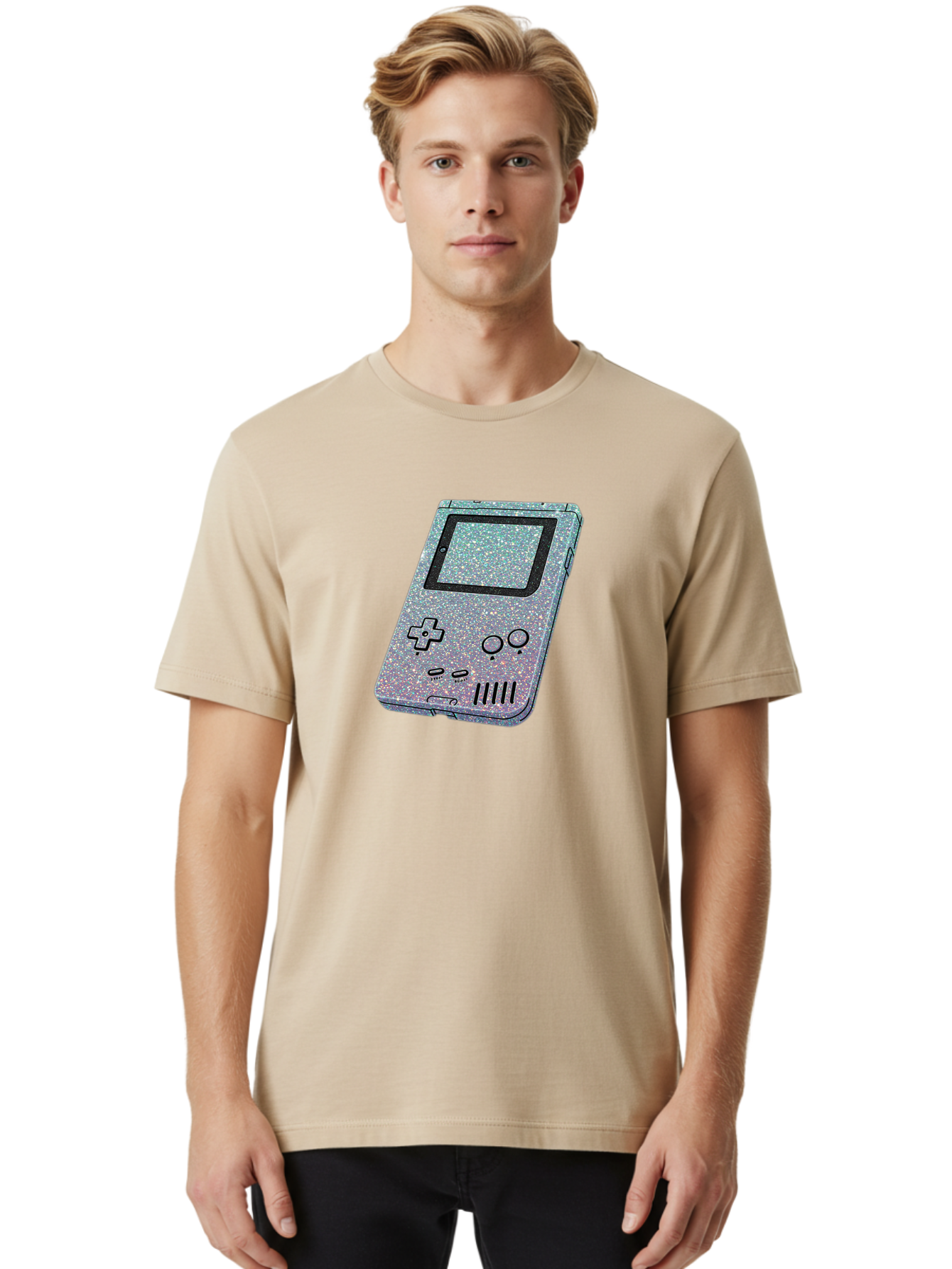 Glitter-Game-Boy Men'S Graphic Tee, 100% Cotton, Comfortable Casual Summer Wear, Machine Washable, Vintage Camera, Old Camera, Antique Camera, Black Camera, Classic Photography, Photography Equipment, Nostalgic Device, Film Camera, Camera Art Bao483