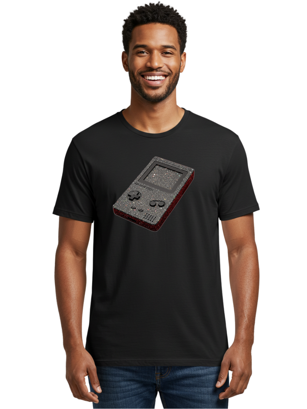 Glitter-Gameboy Men'S Graphic Tee, 100% Cotton, Comfortable Casual Summer Wear, Machine Washable, Vintage Camera, Old Camera, Antique Camera, Black Camera, Classic Photography, Photography Equipment, Nostalgic Device, Film Camera, Camera Art Bao484
