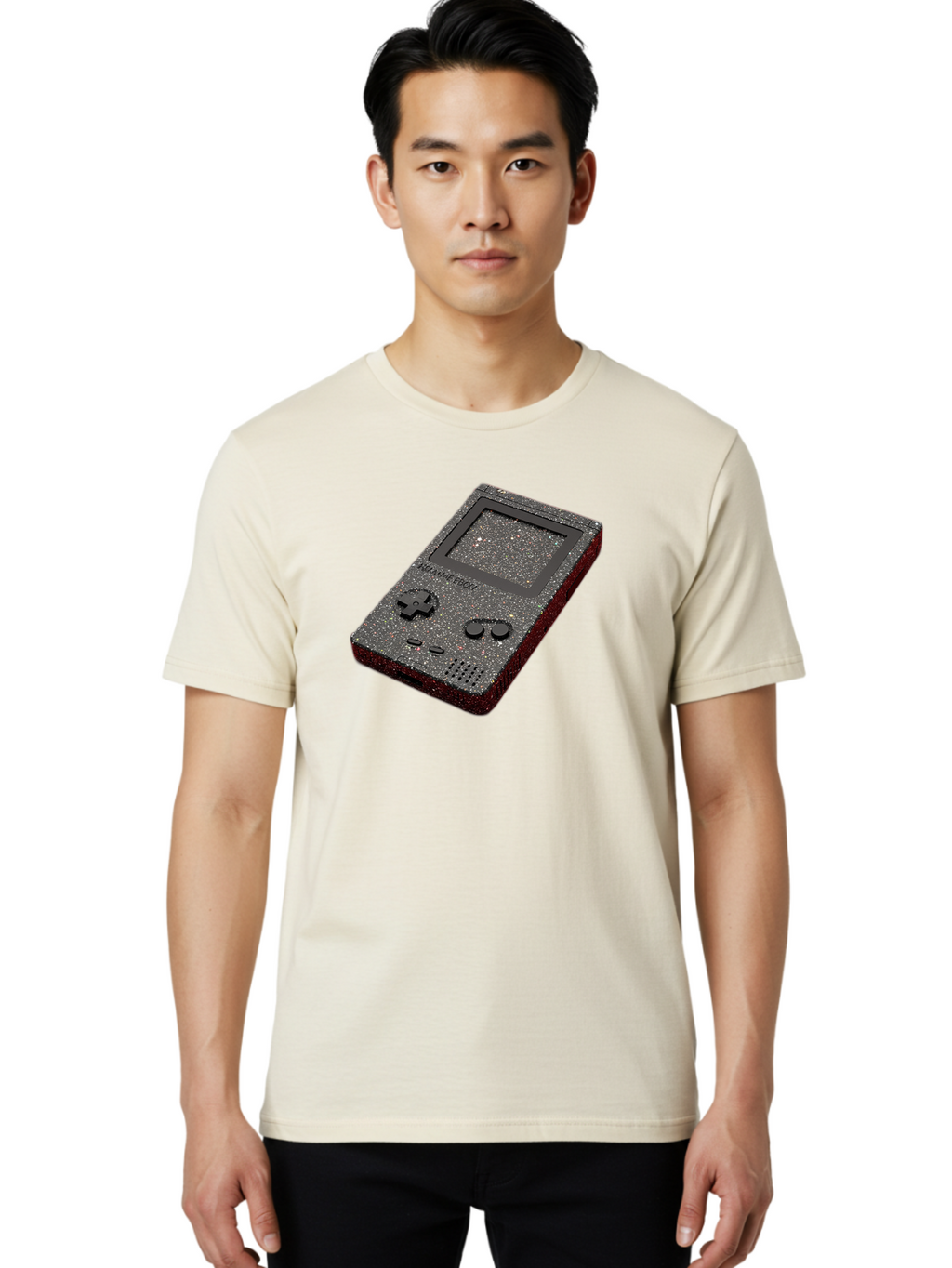 Glitter-Gameboy Men'S Graphic Tee, 100% Cotton, Comfortable Casual Summer Wear, Machine Washable, Vintage Camera, Old Camera, Antique Camera, Black Camera, Classic Photography, Photography Equipment, Nostalgic Device, Film Camera, Camera Art Bao484