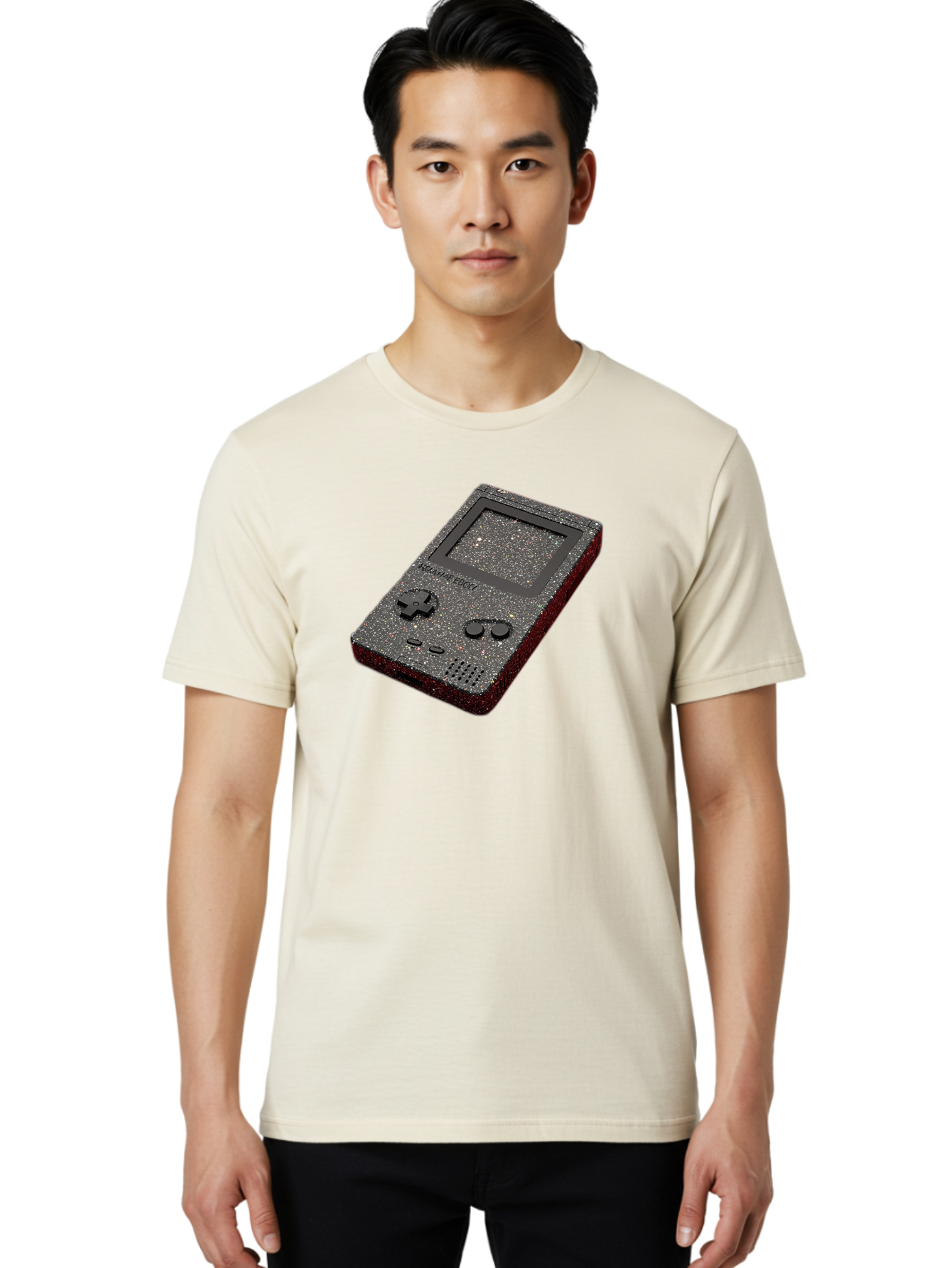 Glitter-Gameboy Men'S Graphic Tee, 100% Cotton, Comfortable Casual Summer Wear, Machine Washable, Vintage Camera, Old Camera, Antique Camera, Black Camera, Classic Photography, Photography Equipment, Nostalgic Device, Film Camera, Camera Art Bao484
