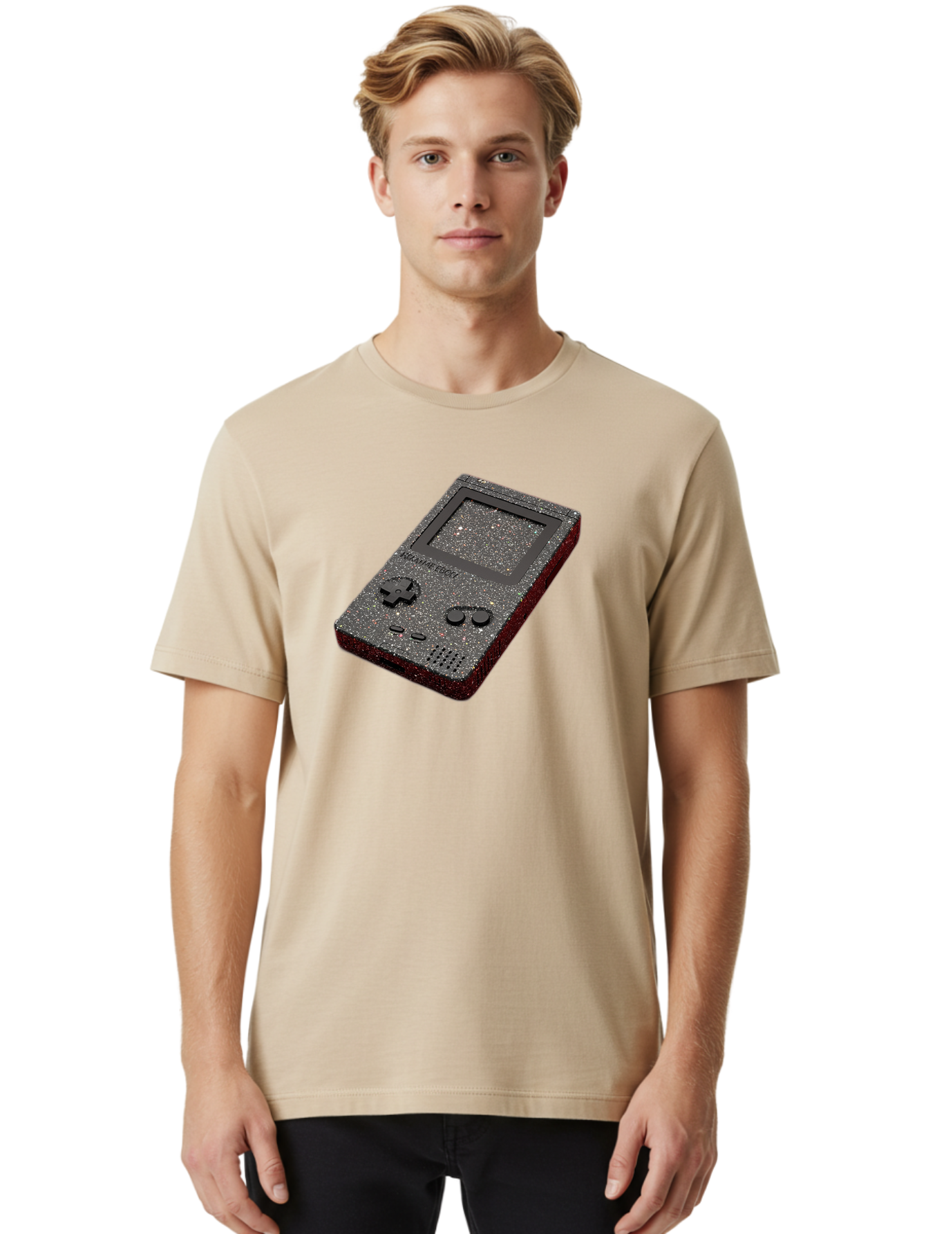 Glitter-Gameboy Men'S Graphic Tee, 100% Cotton, Comfortable Casual Summer Wear, Machine Washable, Vintage Camera, Old Camera, Antique Camera, Black Camera, Classic Photography, Photography Equipment, Nostalgic Device, Film Camera, Camera Art Bao484