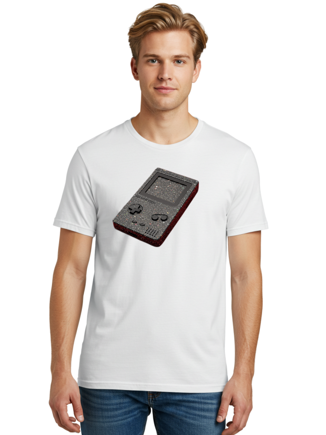 Glitter-Gameboy Men'S Graphic Tee, 100% Cotton, Comfortable Casual Summer Wear, Machine Washable, Vintage Camera, Old Camera, Antique Camera, Black Camera, Classic Photography, Photography Equipment, Nostalgic Device, Film Camera, Camera Art Bao484
