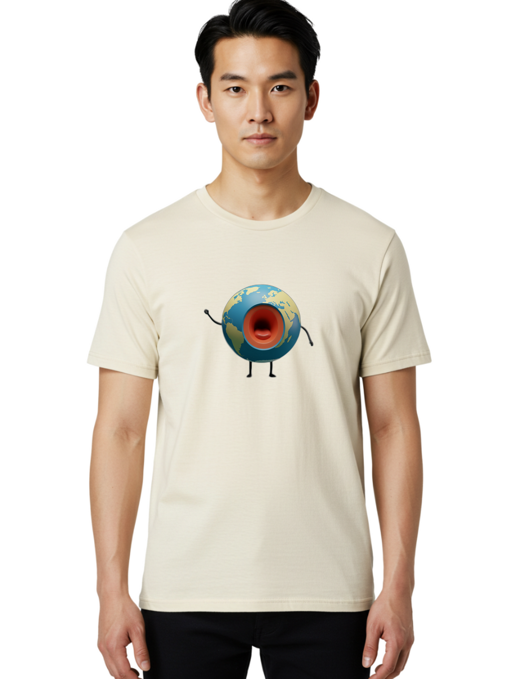 Globe-Megaphone Men'S Graphic Tee, 100% Cotton, Comfortable Casual Summer Wear, Machine Washable, Vintage Camera, Old Camera, Antique Camera, Black Camera, Classic Photography, Photography Equipment, Nostalgic Device, Film Camera, Camera Art Bao487