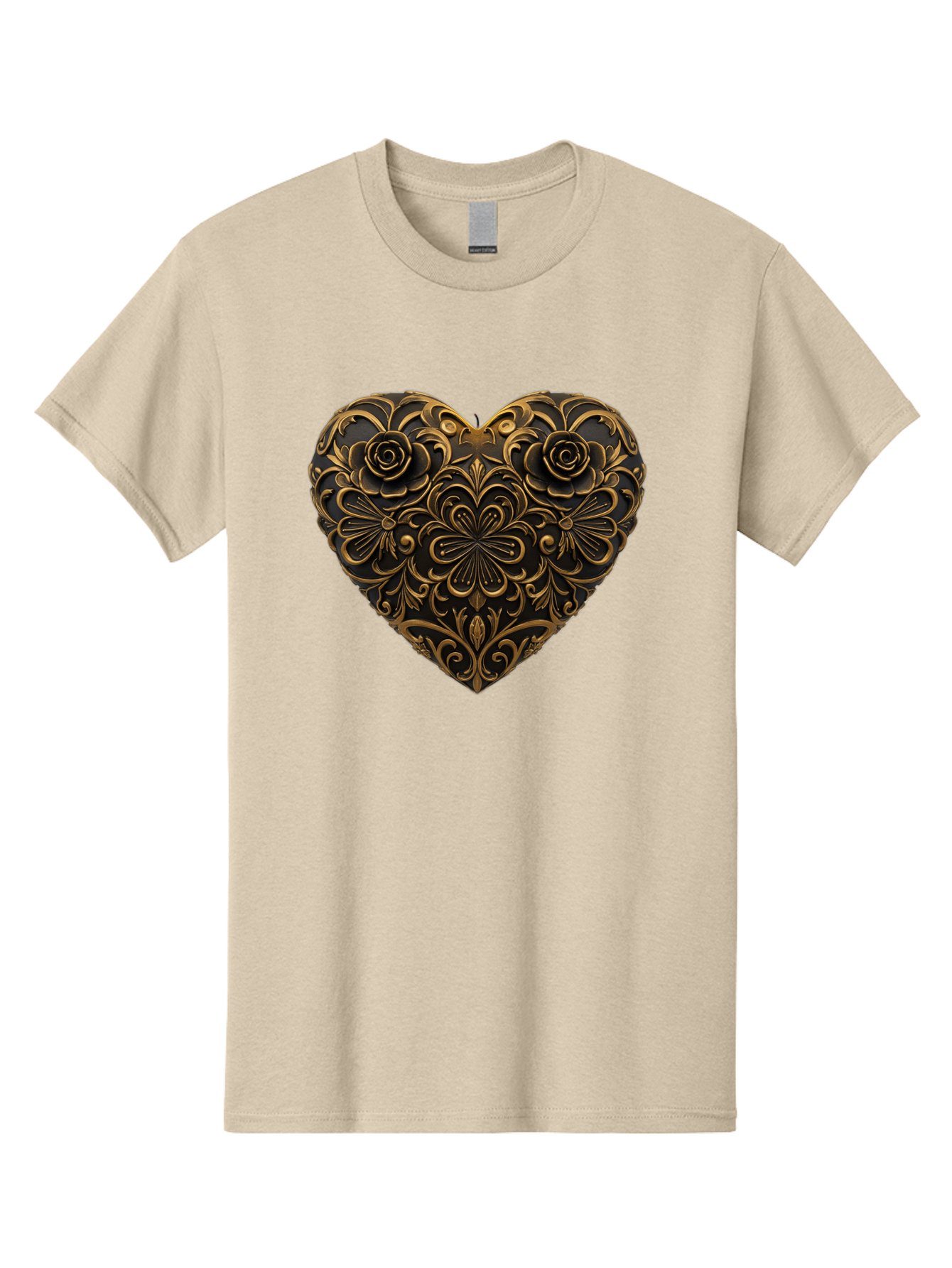 Gold-Floral-Heart Men'S Graphic Tee, 100% Cotton, Comfortable Casual Summer Wear, Machine Washable, Vintage Camera, Old Camera, Antique Camera, Black Camera, Classic Photography, Photography Equipment, Nostalgic Device, Film Camera, Camera Art Bao495