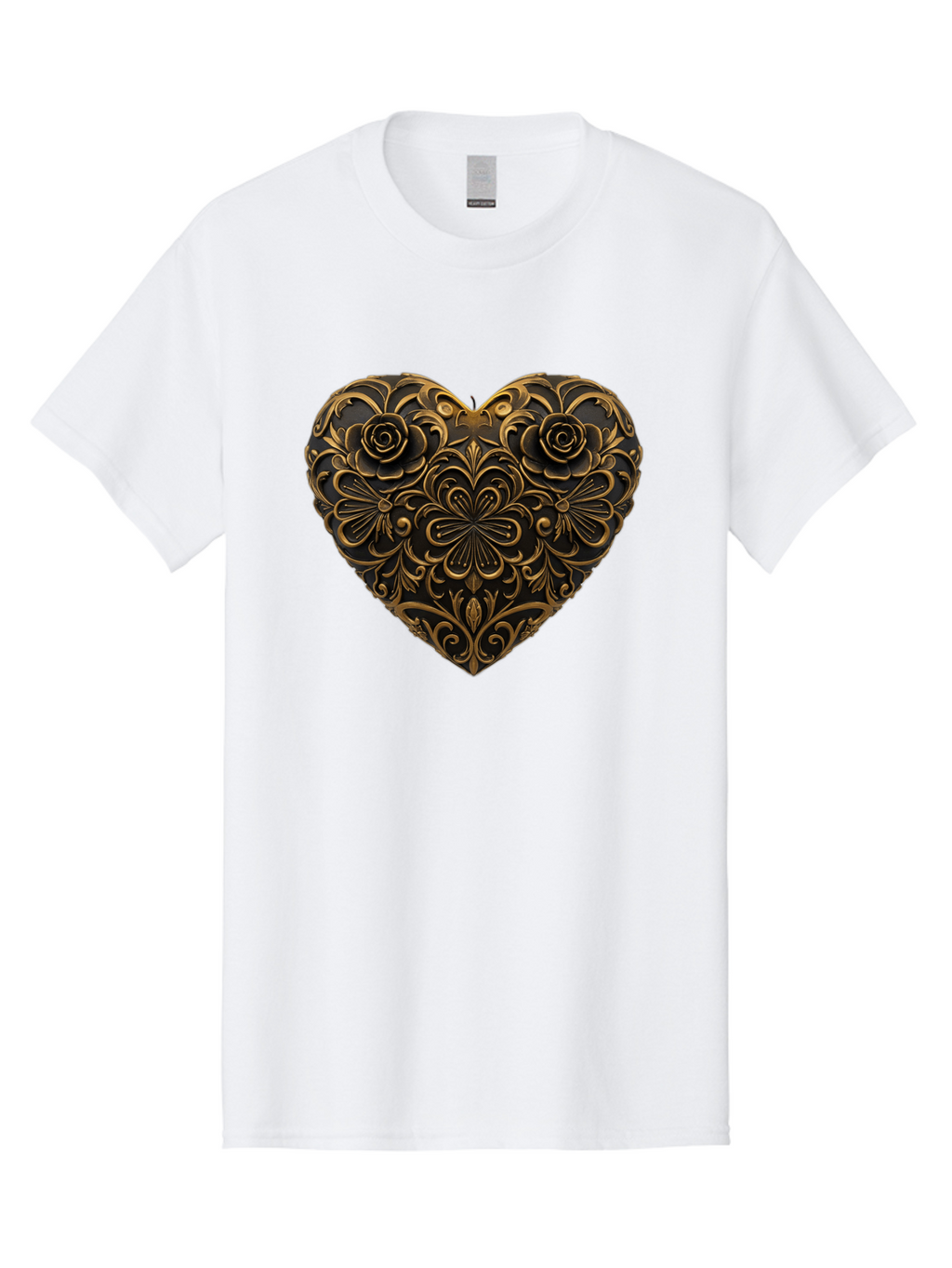 Gold-Floral-Heart Men'S Graphic Tee, 100% Cotton, Comfortable Casual Summer Wear, Machine Washable, Vintage Camera, Old Camera, Antique Camera, Black Camera, Classic Photography, Photography Equipment, Nostalgic Device, Film Camera, Camera Art Bao495