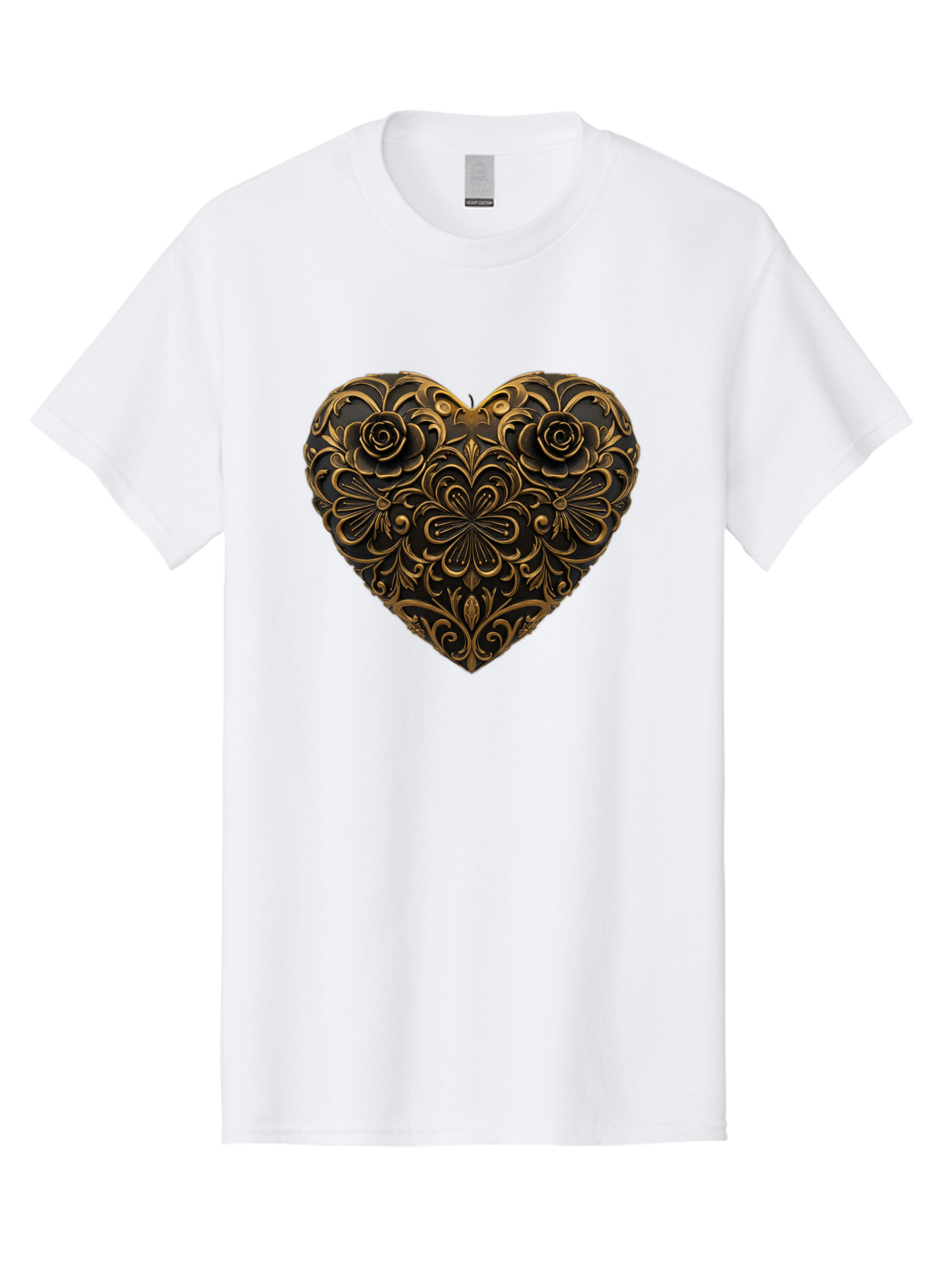 Gold-Floral-Heart Men'S Graphic Tee, 100% Cotton, Comfortable Casual Summer Wear, Machine Washable, Vintage Camera, Old Camera, Antique Camera, Black Camera, Classic Photography, Photography Equipment, Nostalgic Device, Film Camera, Camera Art Bao495