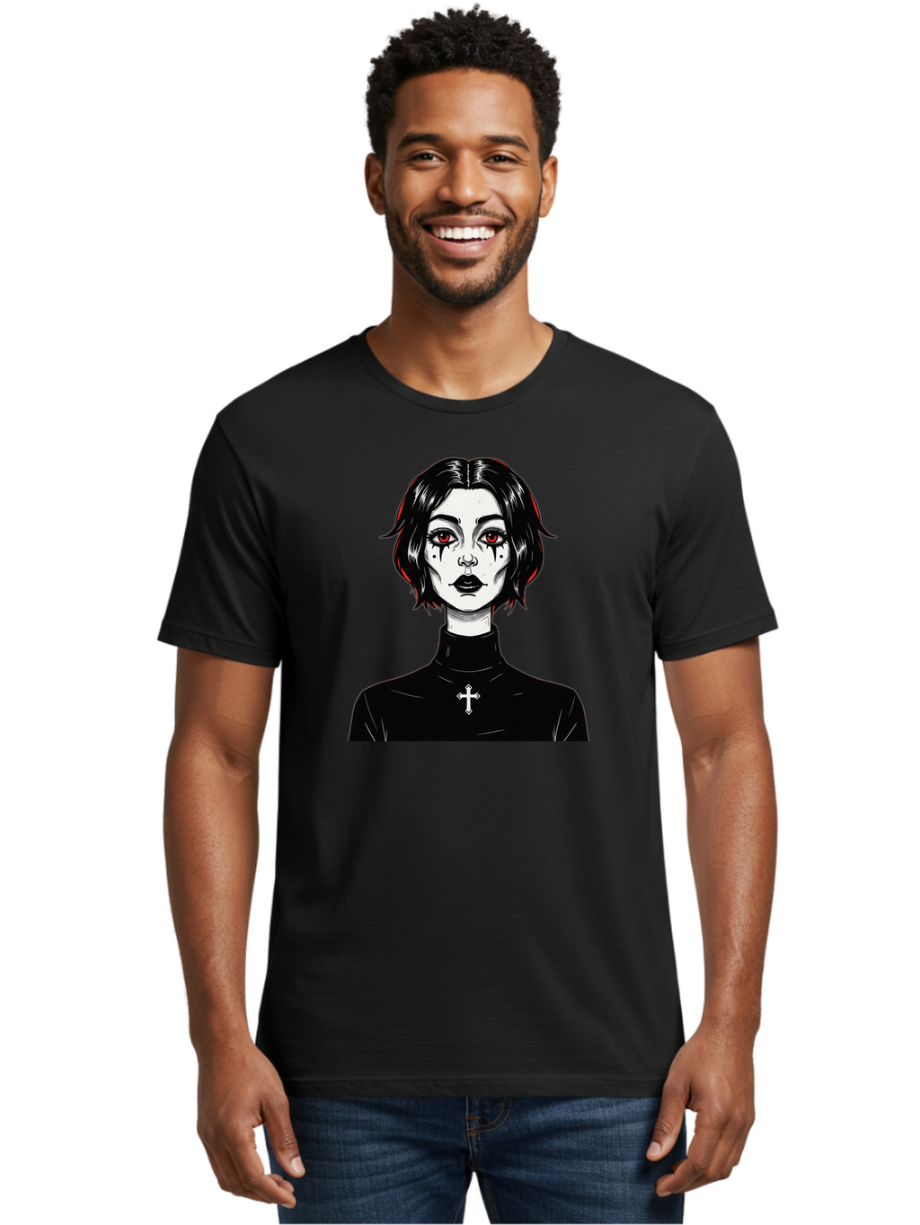 Gothic-Vampire-Girl Men'S Graphic Tee, 100% Cotton, Comfortable Casual Summer Wear, Machine Washable, Vintage Camera, Old Camera, Antique Camera, Black Camera, Classic Photography, Photography Equipment, Nostalgic Device, Film Camera, Bao497
