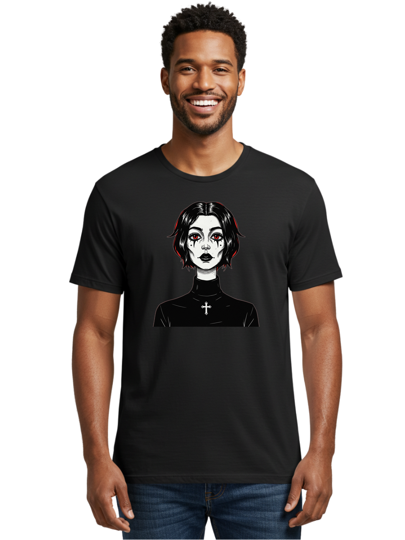 Gothic-Vampire-Girl Men'S Graphic Tee, 100% Cotton, Comfortable Casual Summer Wear, Machine Washable, Vintage Camera, Old Camera, Antique Camera, Black Camera, Classic Photography, Photography Equipment, Nostalgic Device, Film Camera, Bao497
