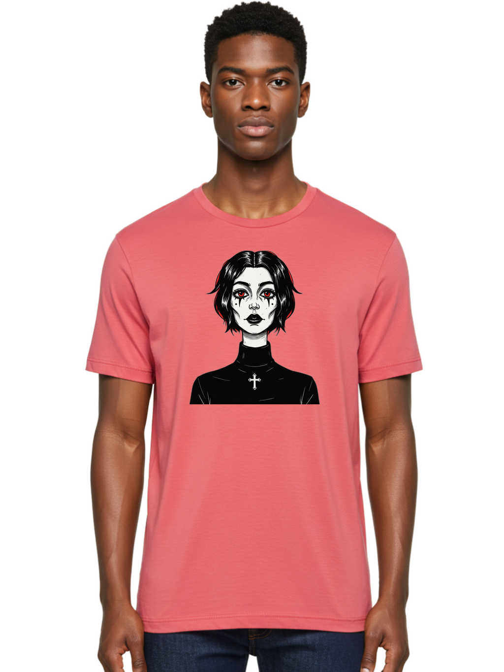 Gothic-Vampire-Girl Men'S Graphic Tee, 100% Cotton, Comfortable Casual Summer Wear, Machine Washable, Vintage Camera, Old Camera, Antique Camera, Black Camera, Classic Photography, Photography Equipment, Nostalgic Device, Film Camera, Bao497