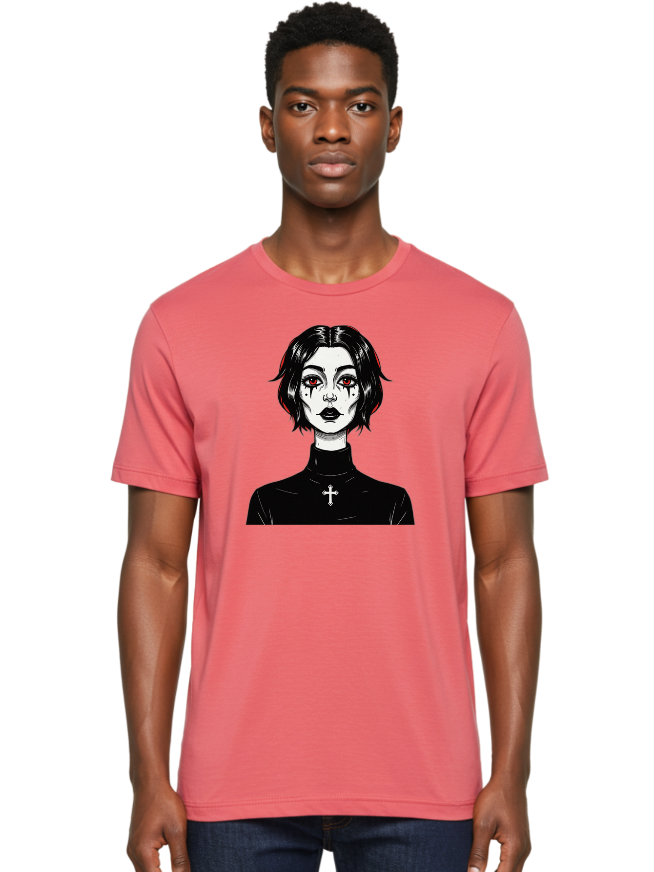 Gothic-Vampire-Girl Men'S Graphic Tee, 100% Cotton, Comfortable Casual Summer Wear, Machine Washable, Vintage Camera, Old Camera, Antique Camera, Black Camera, Classic Photography, Photography Equipment, Nostalgic Device, Film Camera, Bao497