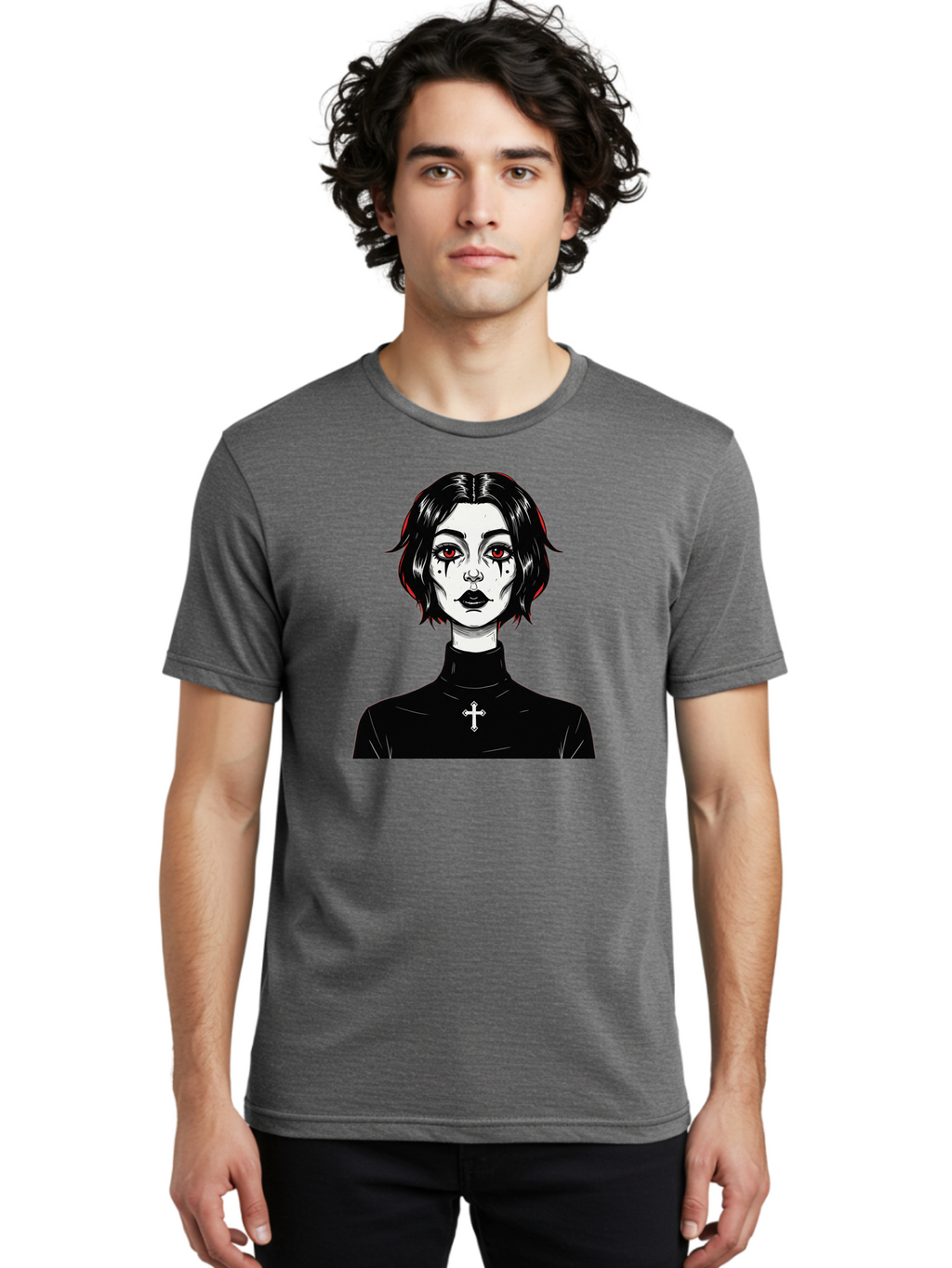 Gothic-Vampire-Girl Men'S Graphic Tee, 100% Cotton, Comfortable Casual Summer Wear, Machine Washable, Vintage Camera, Old Camera, Antique Camera, Black Camera, Classic Photography, Photography Equipment, Nostalgic Device, Film Camera, Bao497