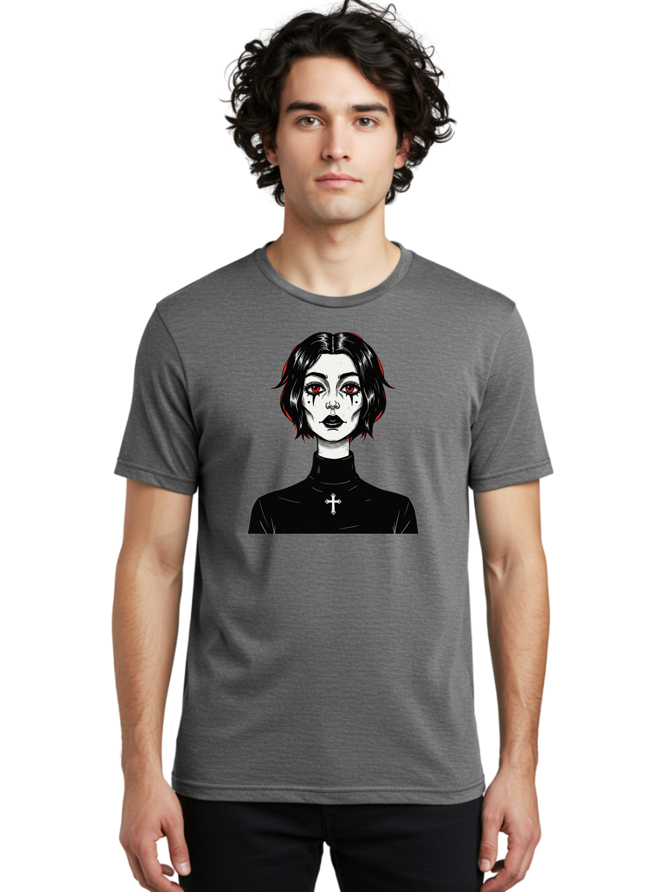 Gothic-Vampire-Girl Men'S Graphic Tee, 100% Cotton, Comfortable Casual Summer Wear, Machine Washable, Vintage Camera, Old Camera, Antique Camera, Black Camera, Classic Photography, Photography Equipment, Nostalgic Device, Film Camera, Bao497