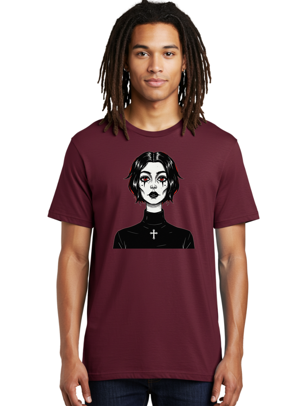 Gothic-Vampire-Girl Men'S Graphic Tee, 100% Cotton, Comfortable Casual Summer Wear, Machine Washable, Vintage Camera, Old Camera, Antique Camera, Black Camera, Classic Photography, Photography Equipment, Nostalgic Device, Film Camera, Bao497