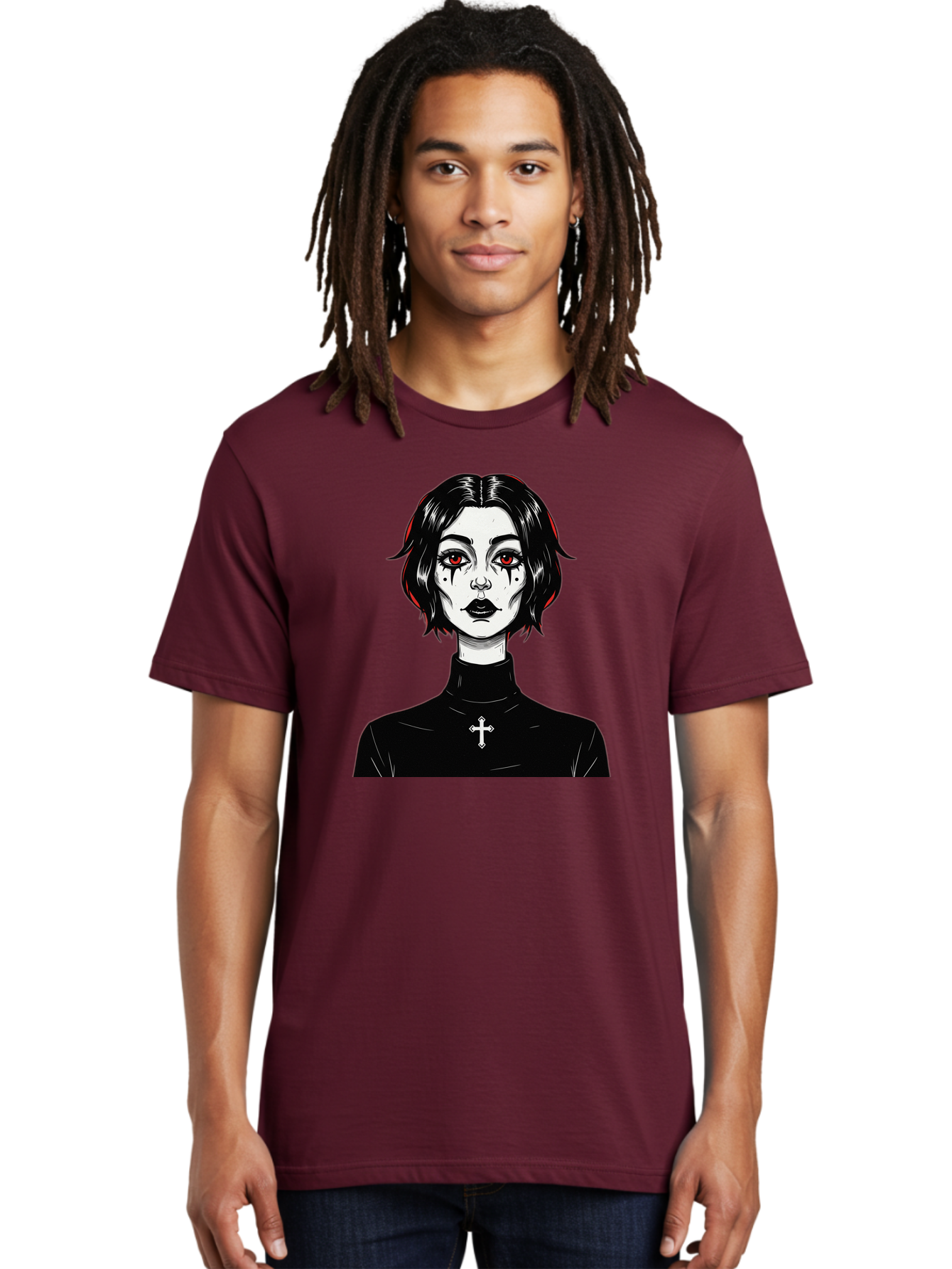 Gothic-Vampire-Girl Men'S Graphic Tee, 100% Cotton, Comfortable Casual Summer Wear, Machine Washable, Vintage Camera, Old Camera, Antique Camera, Black Camera, Classic Photography, Photography Equipment, Nostalgic Device, Film Camera, Bao497