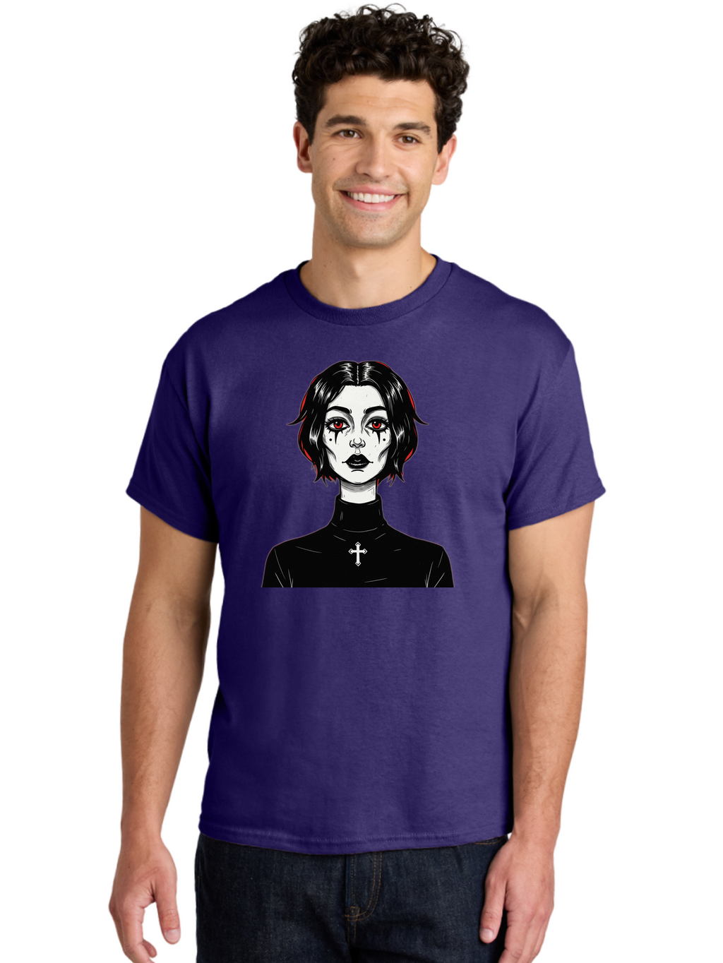 Gothic-Vampire-Girl Men'S Graphic Tee, 100% Cotton, Comfortable Casual Summer Wear, Machine Washable, Vintage Camera, Old Camera, Antique Camera, Black Camera, Classic Photography, Photography Equipment, Nostalgic Device, Film Camera, Bao497
