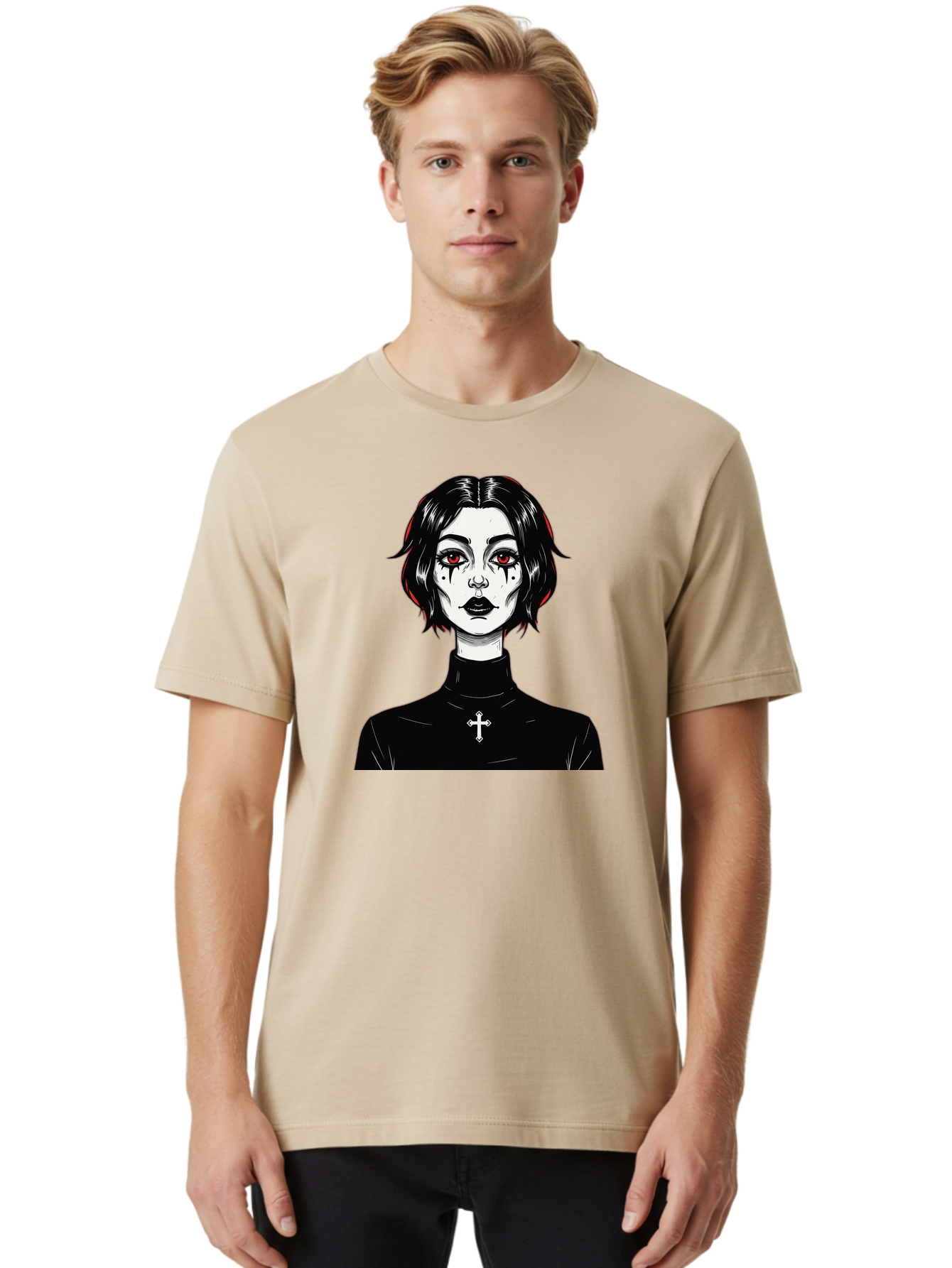 Gothic-Vampire-Girl Men'S Graphic Tee, 100% Cotton, Comfortable Casual Summer Wear, Machine Washable, Vintage Camera, Old Camera, Antique Camera, Black Camera, Classic Photography, Photography Equipment, Nostalgic Device, Film Camera, Bao497