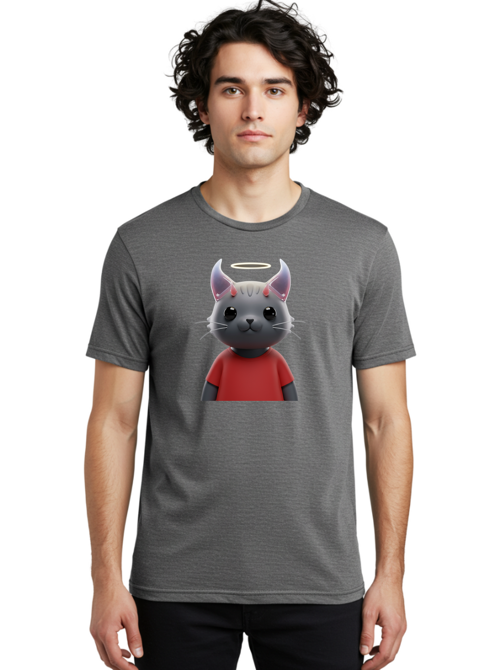 Gray-Cat-Character Men'S Graphic Tee, 100% Cotton, Comfortable Casual Summer Wear, Machine Washable, Vintage Camera, Old Camera, Antique Camera, Black Camera, Classic Photography, Photography Equipment, Nostalgic Device, Film Camera, Bao499