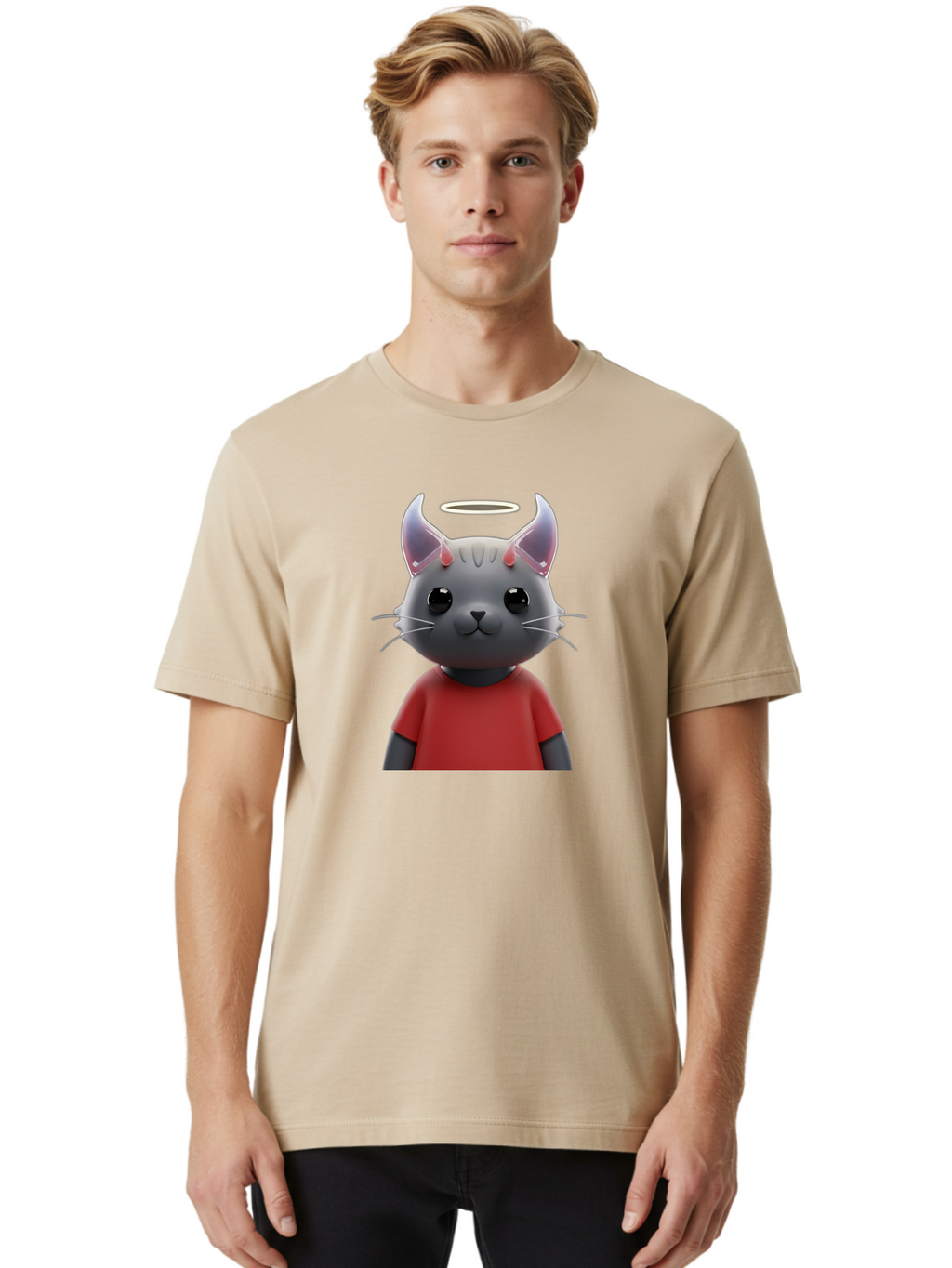 Gray-Cat-Character Men'S Graphic Tee, 100% Cotton, Comfortable Casual Summer Wear, Machine Washable, Vintage Camera, Old Camera, Antique Camera, Black Camera, Classic Photography, Photography Equipment, Nostalgic Device, Film Camera, Bao499