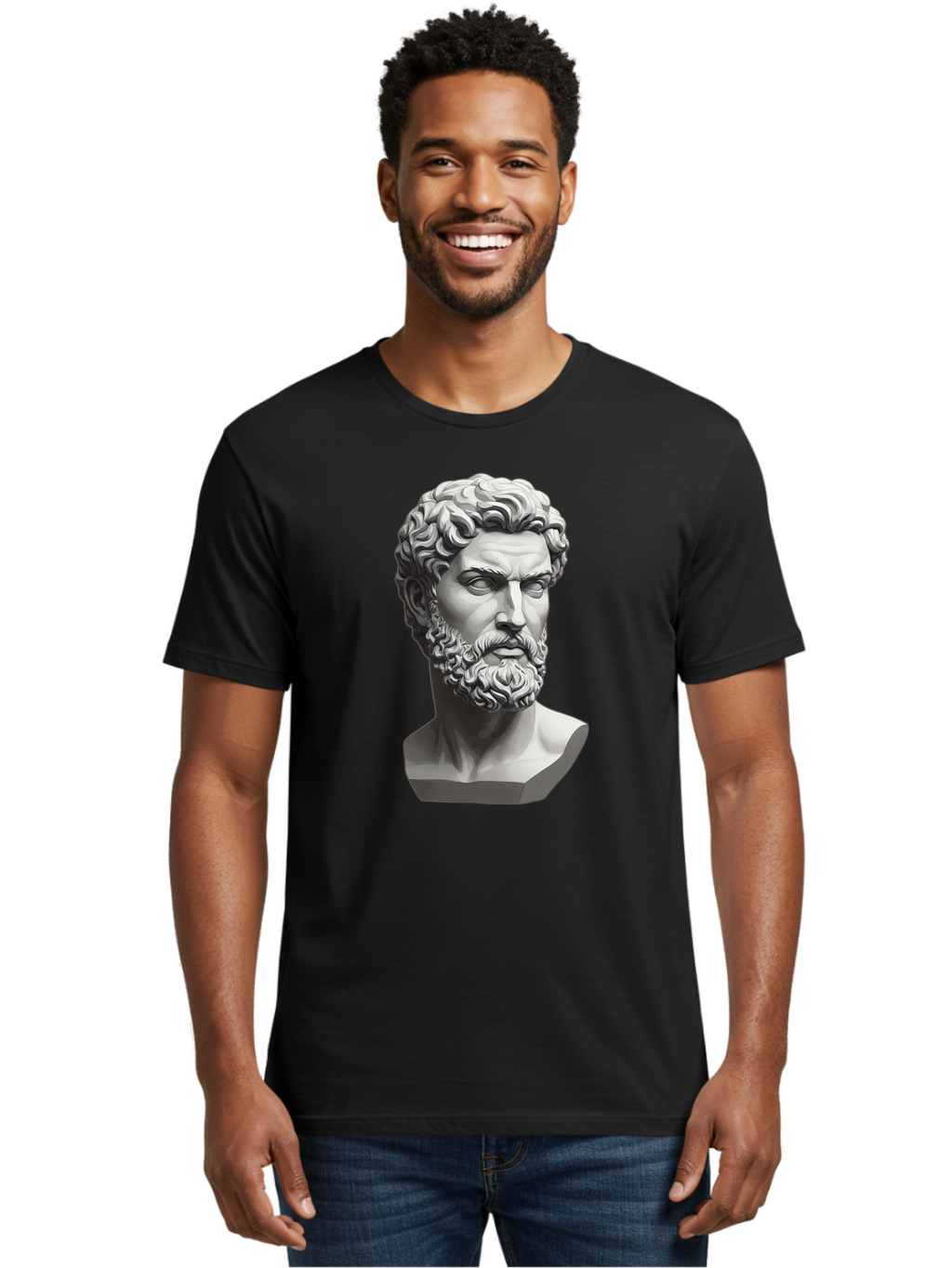 Greek-Statue-Bust Men'S Graphic Tee, 100% Cotton, Comfortable Casual Summer Wear, Machine Washable, Vintage Camera, Old Camera, Antique Camera, Black Camera, Classic Photography, Photography Equipment, Nostalgic Device, Film Camera, Camera Art Bao501