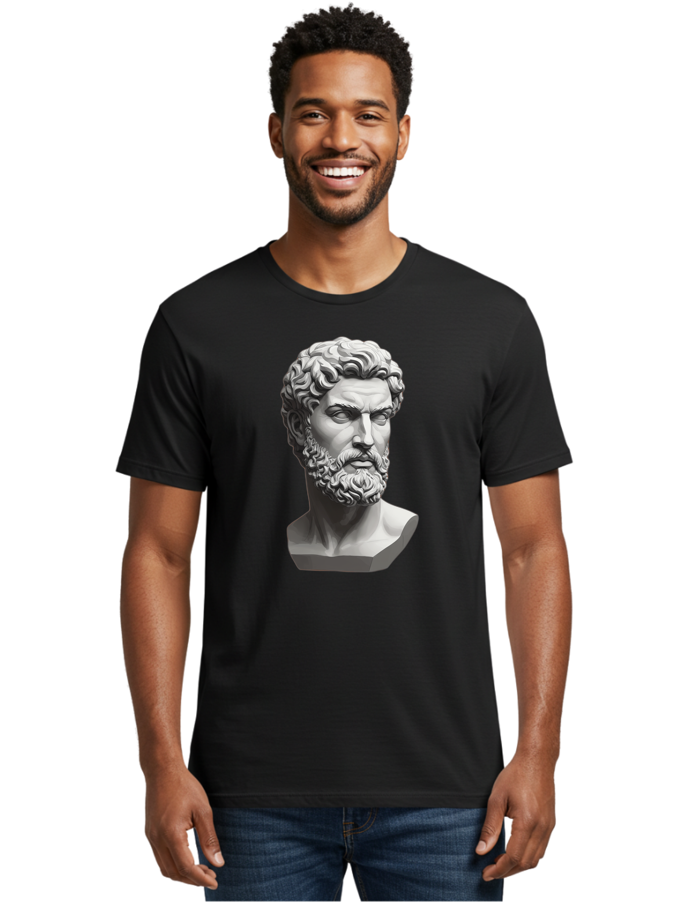 Greek-Statue-Bust Men'S Graphic Tee, 100% Cotton, Comfortable Casual Summer Wear, Machine Washable, Vintage Camera, Old Camera, Antique Camera, Black Camera, Classic Photography, Photography Equipment, Nostalgic Device, Film Camera, Camera Art Bao501