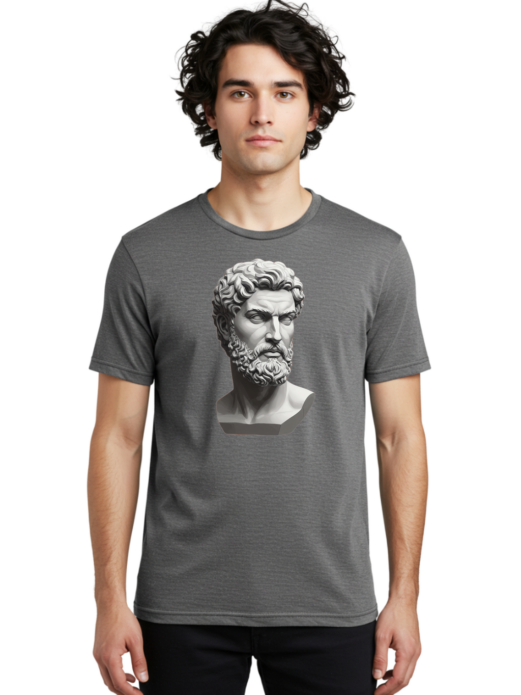 Greek-Statue-Bust Men'S Graphic Tee, 100% Cotton, Comfortable Casual Summer Wear, Machine Washable, Vintage Camera, Old Camera, Antique Camera, Black Camera, Classic Photography, Photography Equipment, Nostalgic Device, Film Camera, Camera Art Bao501