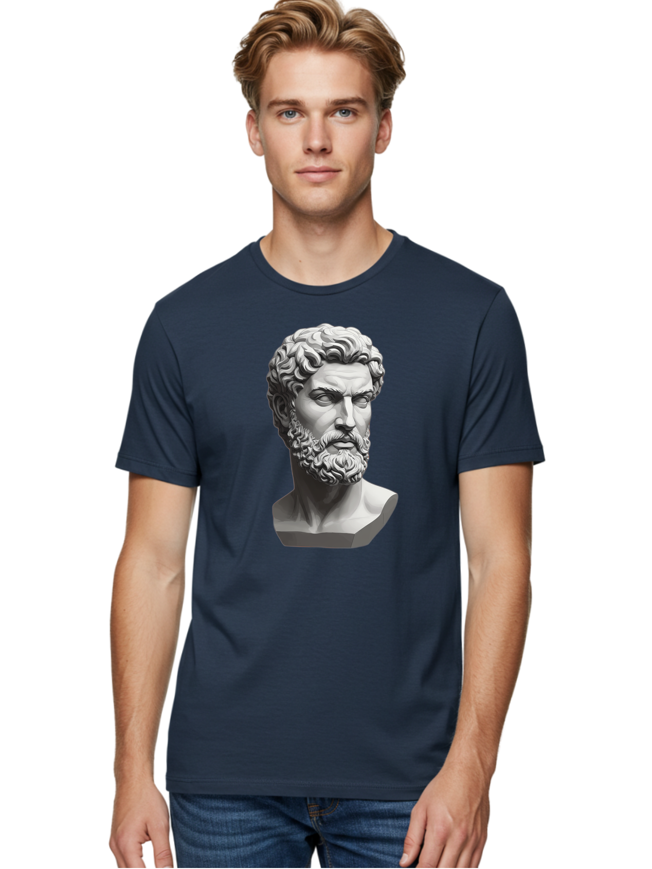 Greek-Statue-Bust Men'S Graphic Tee, 100% Cotton, Comfortable Casual Summer Wear, Machine Washable, Vintage Camera, Old Camera, Antique Camera, Black Camera, Classic Photography, Photography Equipment, Nostalgic Device, Film Camera, Camera Art Bao501