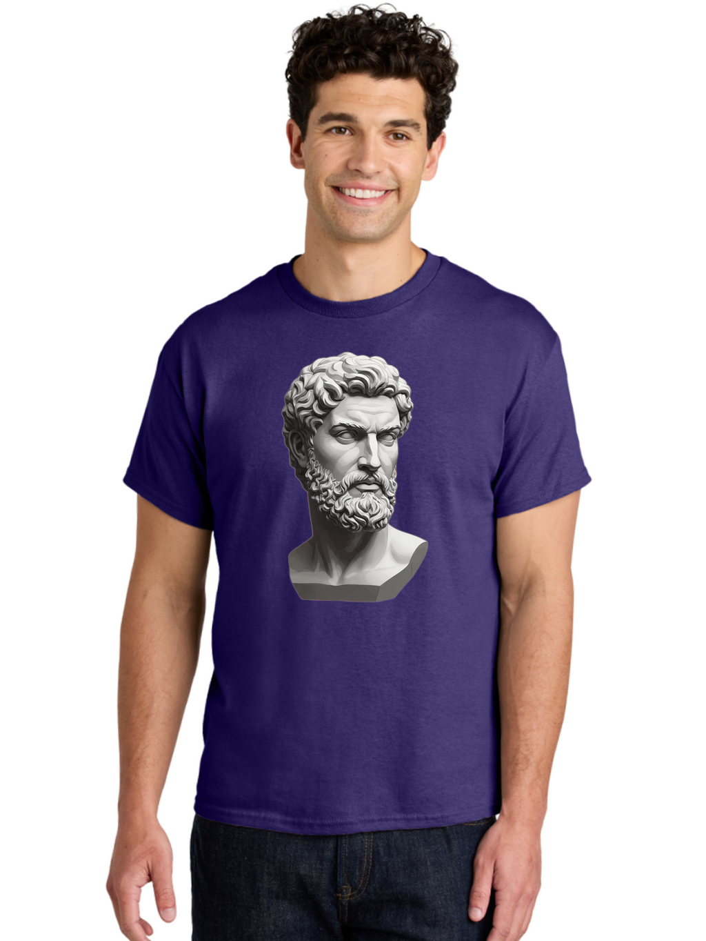 Greek-Statue-Bust Men'S Graphic Tee, 100% Cotton, Comfortable Casual Summer Wear, Machine Washable, Vintage Camera, Old Camera, Antique Camera, Black Camera, Classic Photography, Photography Equipment, Nostalgic Device, Film Camera, Camera Art Bao501
