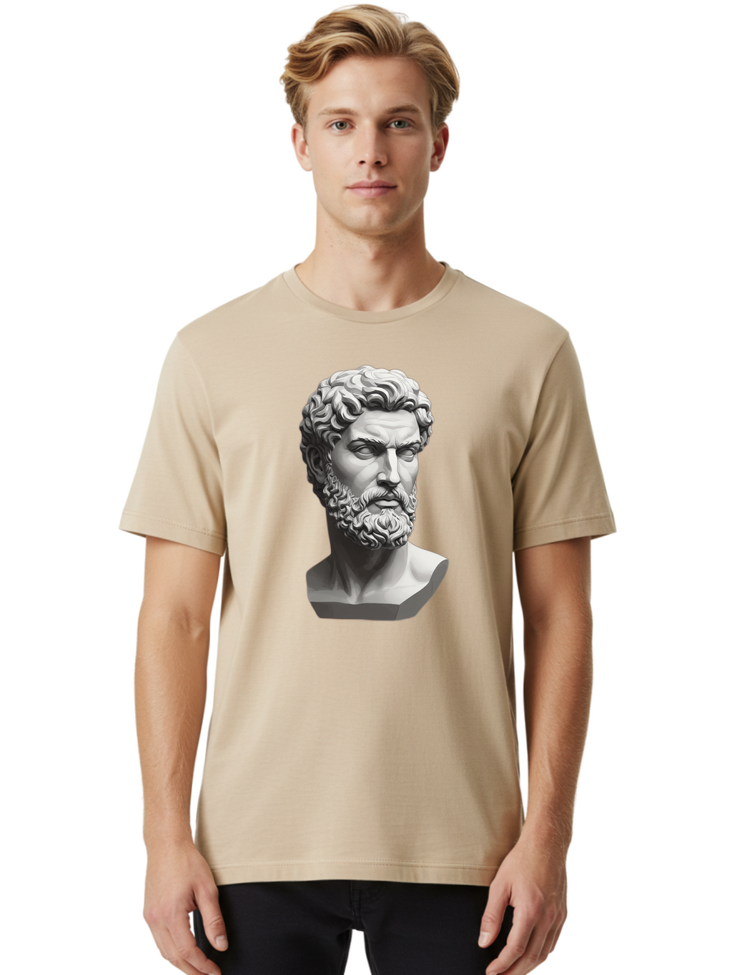 Greek-Statue-Bust Men'S Graphic Tee, 100% Cotton, Comfortable Casual Summer Wear, Machine Washable, Vintage Camera, Old Camera, Antique Camera, Black Camera, Classic Photography, Photography Equipment, Nostalgic Device, Film Camera, Camera Art Bao501