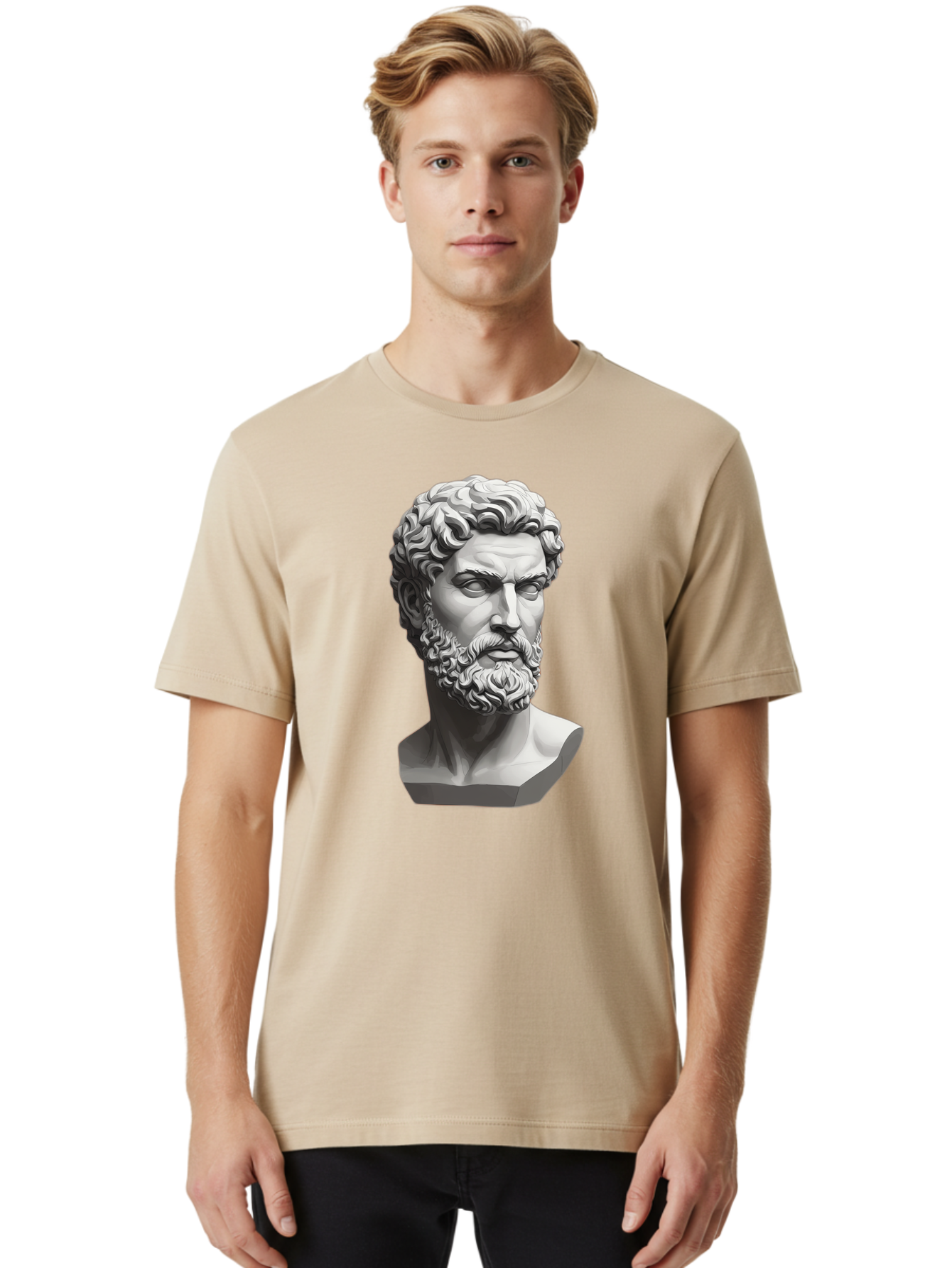 Greek-Statue-Bust Men'S Graphic Tee, 100% Cotton, Comfortable Casual Summer Wear, Machine Washable, Vintage Camera, Old Camera, Antique Camera, Black Camera, Classic Photography, Photography Equipment, Nostalgic Device, Film Camera, Camera Art Bao501