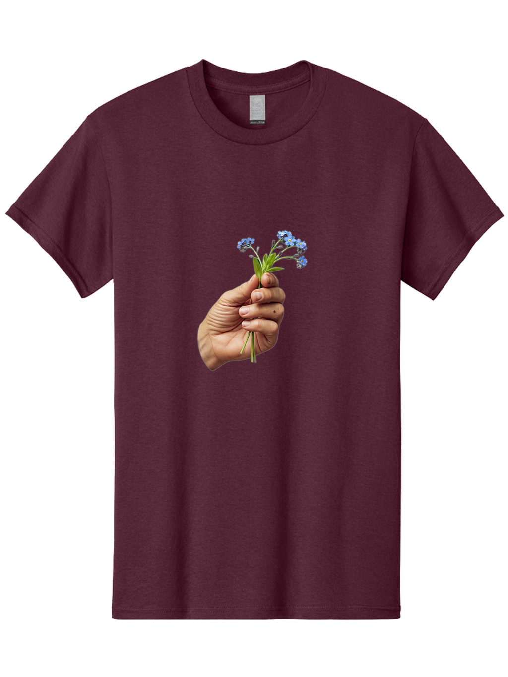 Hand-Holding-Blue-Flowers Men'S Graphic Tee, 100% Cotton, Comfortable Casual Summer Wear, Machine Washable, Vintage Camera, Old Camera, Antique Camera, Black Camera, Classic Photography, Photography Equipment, Nostalgic Device, Film Camera, Bao505