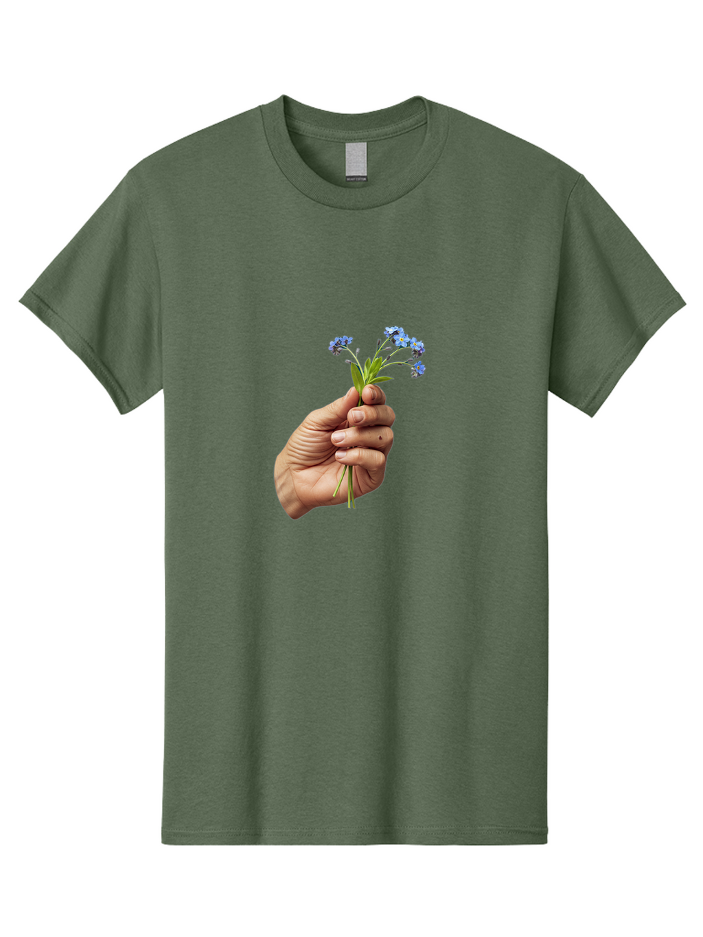 Hand-Holding-Blue-Flowers Men'S Graphic Tee, 100% Cotton, Comfortable Casual Summer Wear, Machine Washable, Vintage Camera, Old Camera, Antique Camera, Black Camera, Classic Photography, Photography Equipment, Nostalgic Device, Film Camera, Bao505