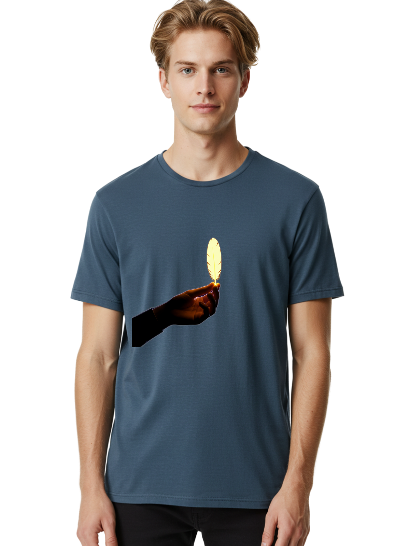 Hand-Holding-Feather Men'S Graphic Tee, 100% Cotton, Comfortable Casual Summer Wear, Machine Washable, Vintage Camera, Old Camera, Antique Camera, Black Camera, Classic Photography, Photography Equipment, Nostalgic Device, Film Camera, Bao506