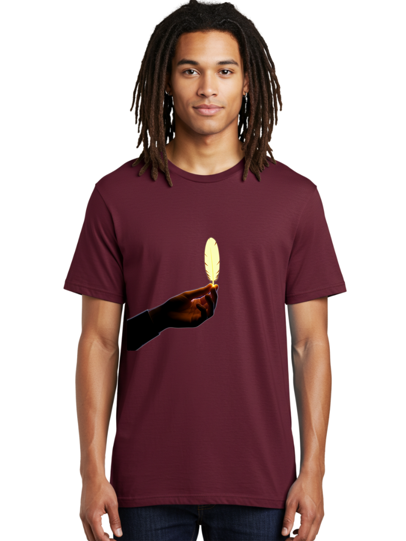 Hand-Holding-Feather Men'S Graphic Tee, 100% Cotton, Comfortable Casual Summer Wear, Machine Washable, Vintage Camera, Old Camera, Antique Camera, Black Camera, Classic Photography, Photography Equipment, Nostalgic Device, Film Camera, Bao506