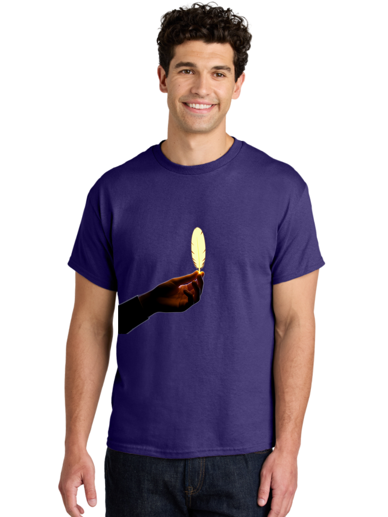 Hand-Holding-Feather Men'S Graphic Tee, 100% Cotton, Comfortable Casual Summer Wear, Machine Washable, Vintage Camera, Old Camera, Antique Camera, Black Camera, Classic Photography, Photography Equipment, Nostalgic Device, Film Camera, Bao506