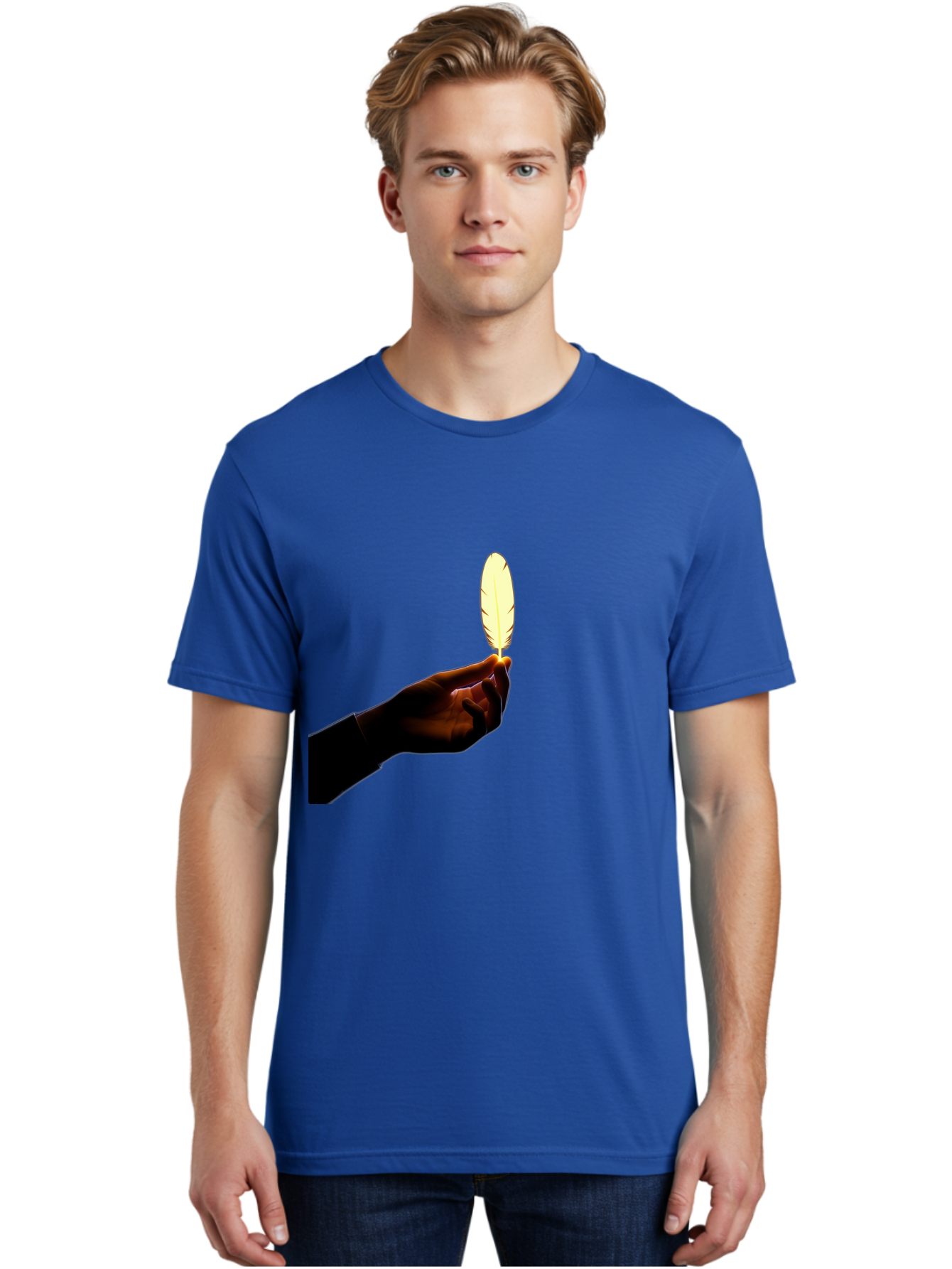 Hand-Holding-Feather Men'S Graphic Tee, 100% Cotton, Comfortable Casual Summer Wear, Machine Washable, Vintage Camera, Old Camera, Antique Camera, Black Camera, Classic Photography, Photography Equipment, Nostalgic Device, Film Camera, Bao506
