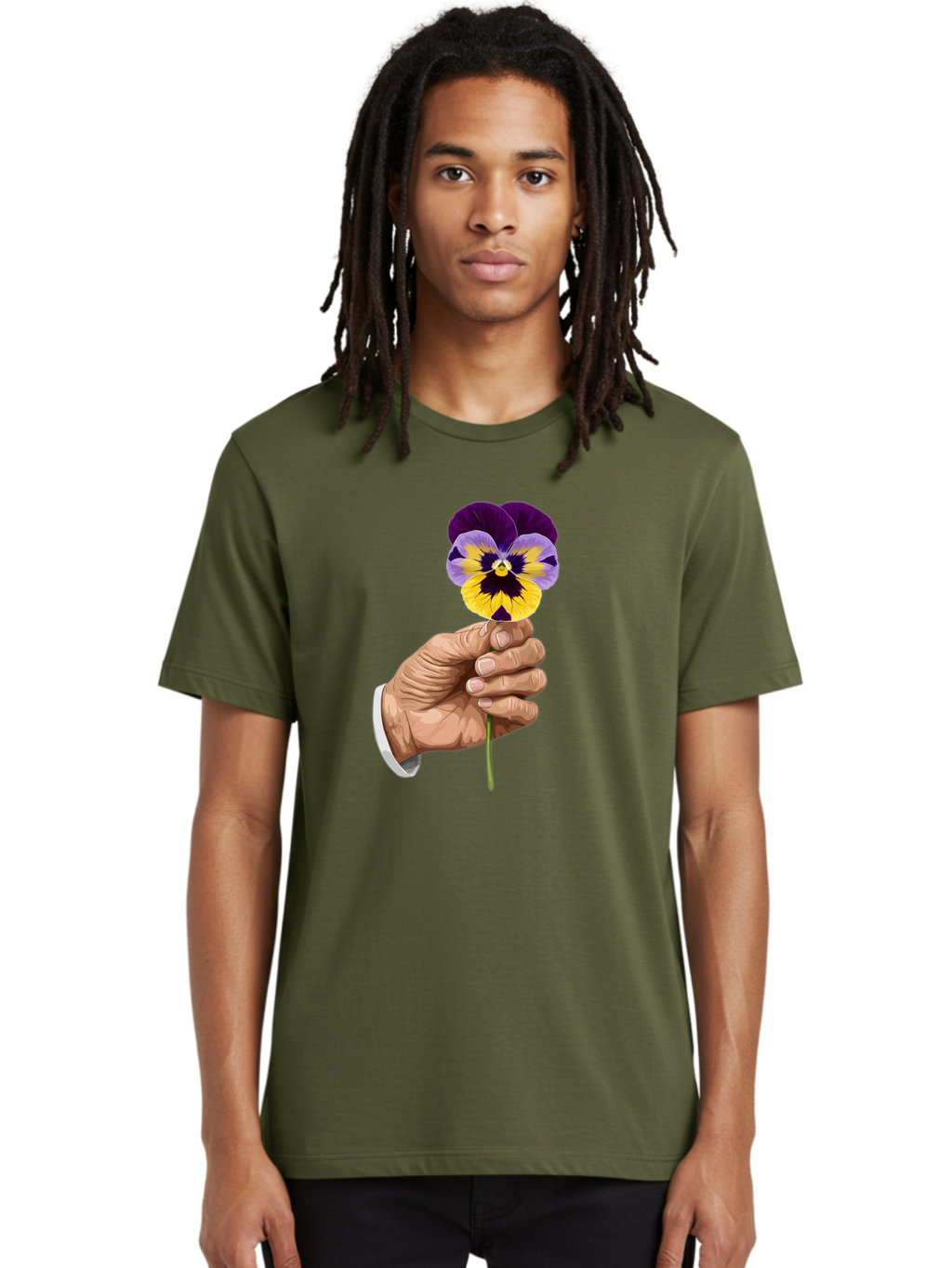 Hand-Holding-Pansy Men'S Graphic Tee, 100% Cotton, Comfortable Casual Summer Wear, Machine Washable, Vintage Camera, Old Camera, Antique Camera, Black Camera, Classic Photography, Photography Equipment, Nostalgic Device, Film Camera, Bao507