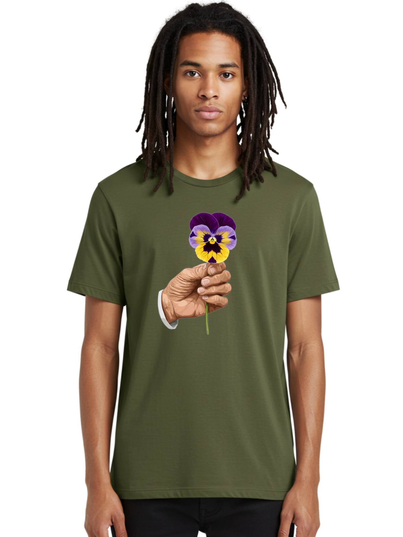 Hand-Holding-Pansy Men'S Graphic Tee, 100% Cotton, Comfortable Casual Summer Wear, Machine Washable, Vintage Camera, Old Camera, Antique Camera, Black Camera, Classic Photography, Photography Equipment, Nostalgic Device, Film Camera, Bao507