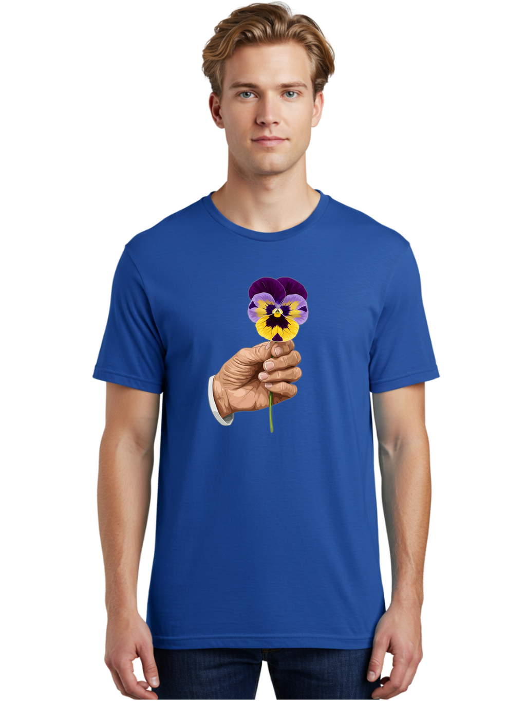 Hand-Holding-Pansy Men'S Graphic Tee, 100% Cotton, Comfortable Casual Summer Wear, Machine Washable, Vintage Camera, Old Camera, Antique Camera, Black Camera, Classic Photography, Photography Equipment, Nostalgic Device, Film Camera, Bao507
