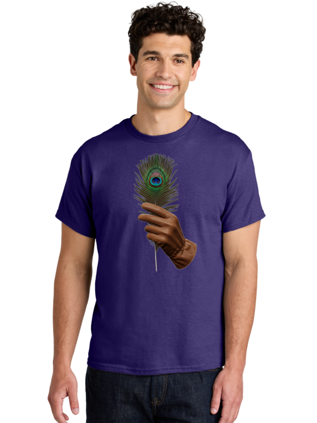 Hand-Holding-Peacock-Feather Men'S Graphic Tee, 100% Cotton, Comfortable Casual Summer Wear, Machine Washable, Vintage Camera, Old Camera, Antique Camera, Black Camera, Classic Photography, Photography Equipment, Nostalgic Device, Film Camera, Bao508