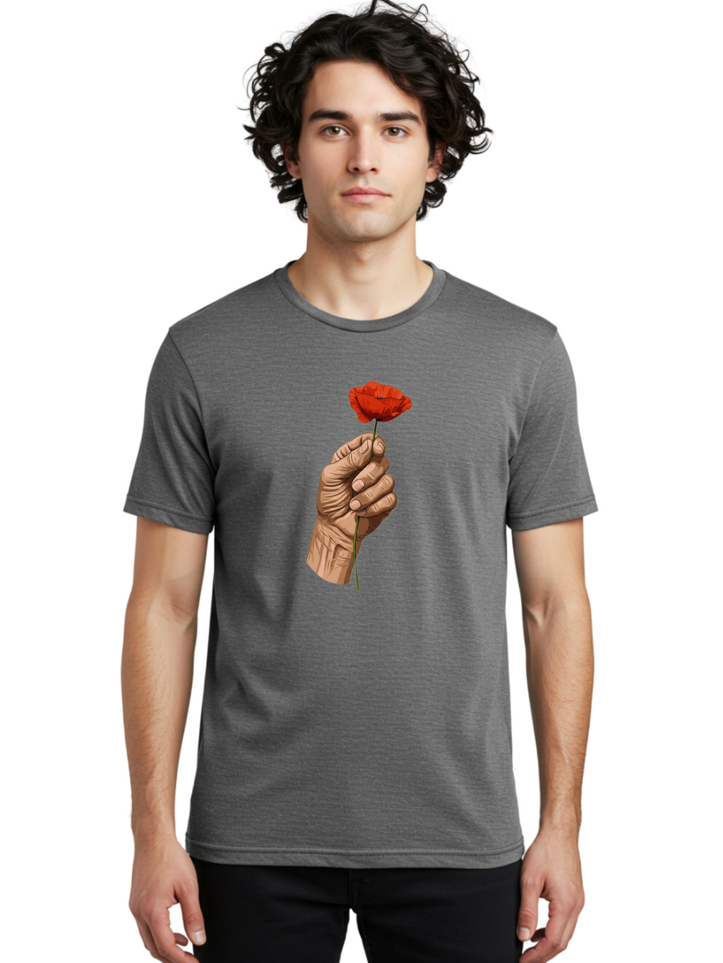 Hand-Holding-Poppy Men'S Graphic Tee, 100% Cotton, Comfortable Casual Summer Wear, Machine Washable, Vintage Camera, Old Camera, Antique Camera, Black Camera, Classic Photography, Photography Equipment, Nostalgic Device, Film Camera, Bao509