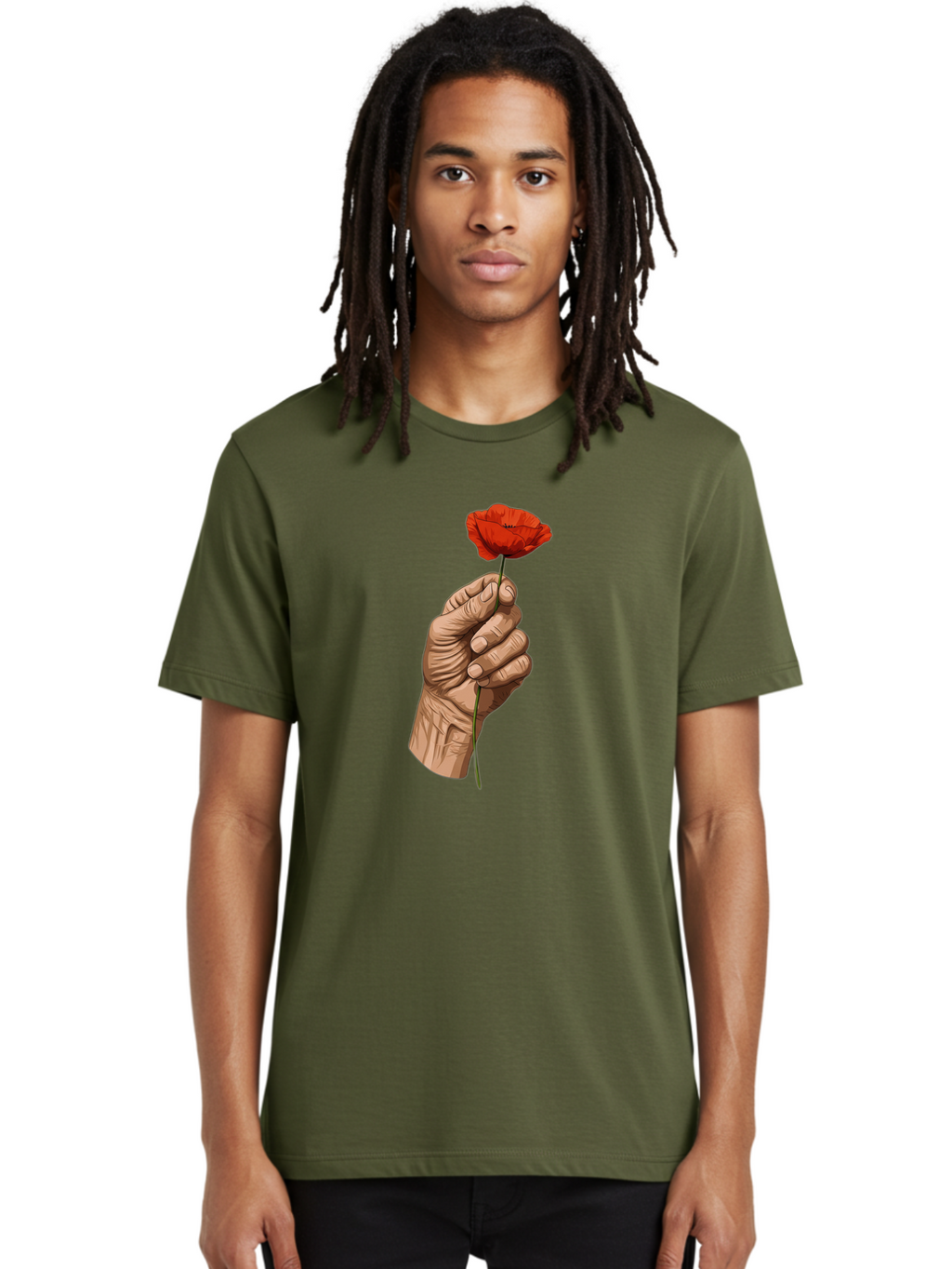 Hand-Holding-Poppy Men'S Graphic Tee, 100% Cotton, Comfortable Casual Summer Wear, Machine Washable, Vintage Camera, Old Camera, Antique Camera, Black Camera, Classic Photography, Photography Equipment, Nostalgic Device, Film Camera, Bao509
