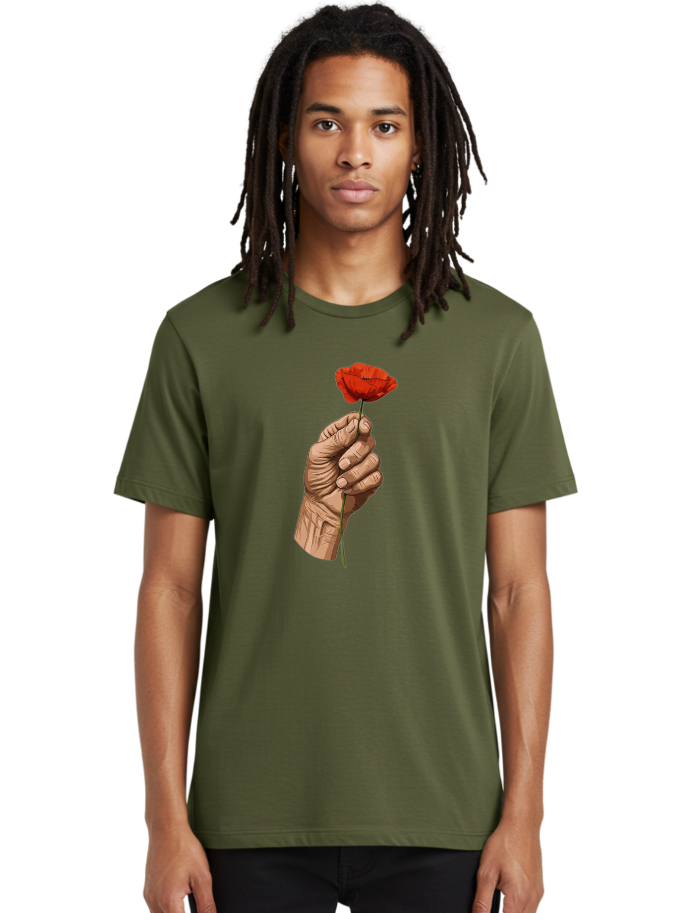 Hand-Holding-Poppy Men'S Graphic Tee, 100% Cotton, Comfortable Casual Summer Wear, Machine Washable, Vintage Camera, Old Camera, Antique Camera, Black Camera, Classic Photography, Photography Equipment, Nostalgic Device, Film Camera, Bao509