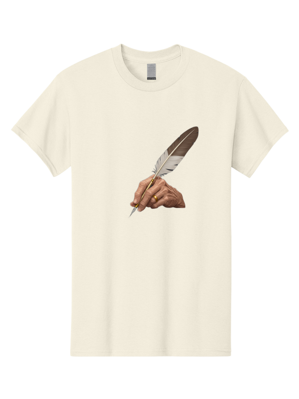 Hand-Holding-Quill-Pen Men'S Graphic Tee, 100% Cotton, Comfortable Casual Summer Wear, Machine Washable, Vintage Camera, Old Camera, Antique Camera, Black Camera, Classic Photography, Photography Equipment, Nostalgic Device, Film Camera, Bao510